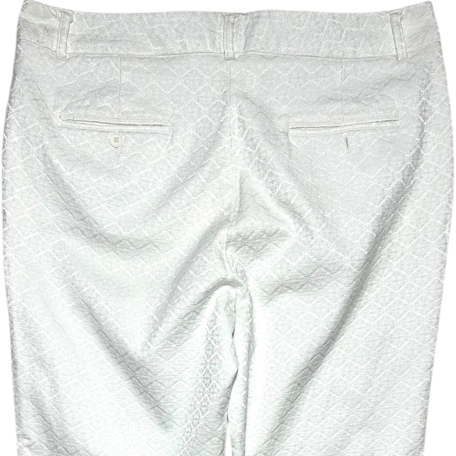 VALERIE STEVES Women's White Embossed Pattern Cropped Pants Size 10 - Thumbnail 4