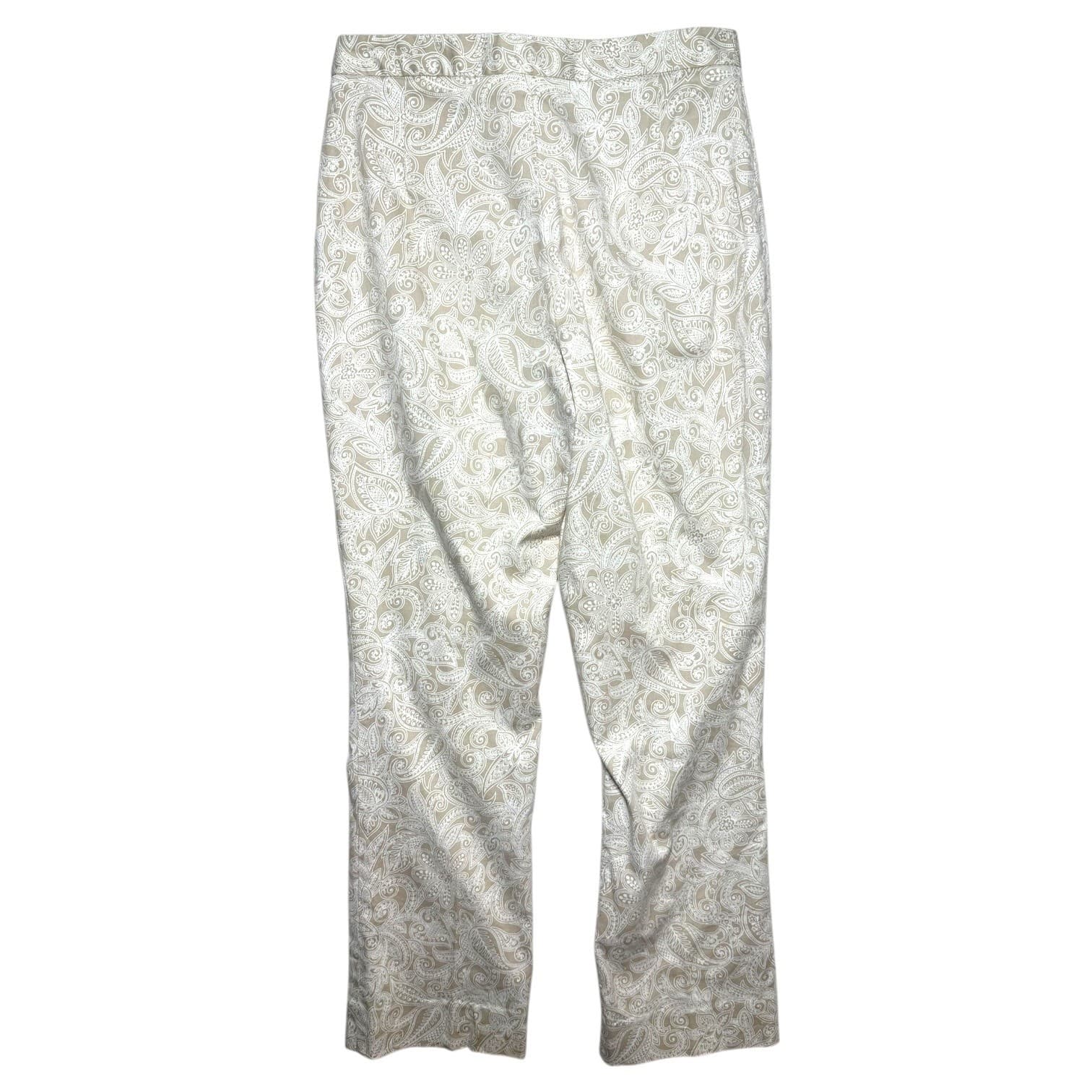 HAROLDS Women's Pants Paisley Print Straight Leg Size 6 White Cotton Spandex - Thumbnail 2