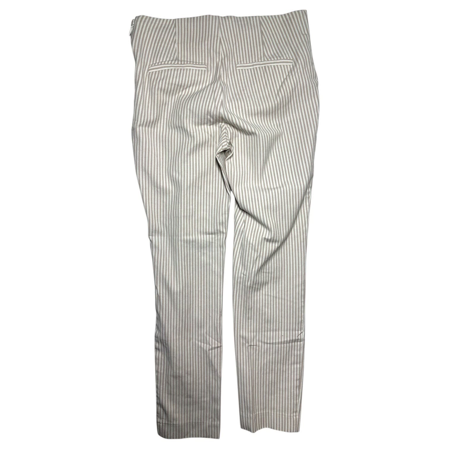 A New Day Striped Flat Front Pants Women Size 2 Tan White Casual Leggings - Thumbnail 4