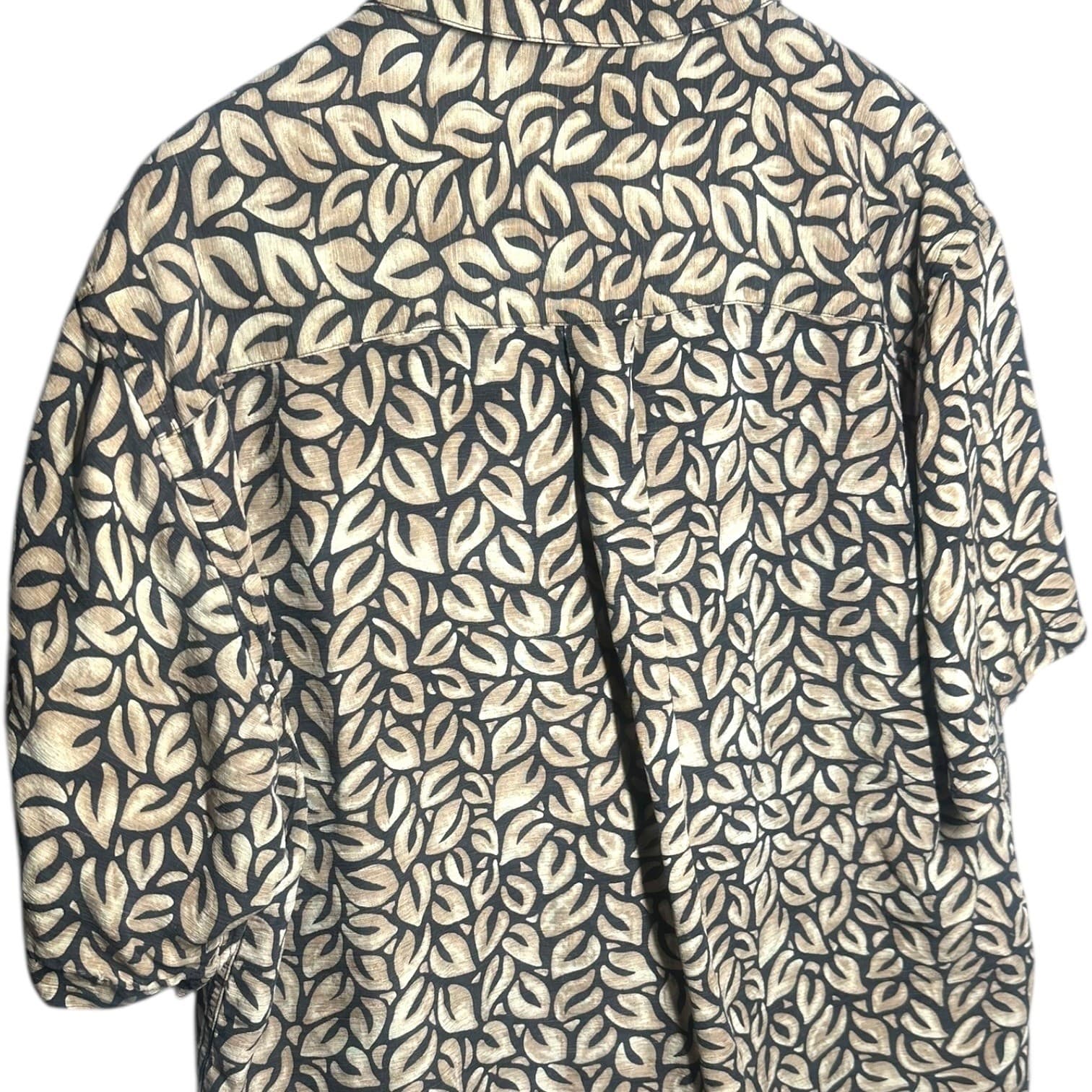 Perry Ellis Womens XL Leaf Print Button Up Short Sleeve Shirt Relaxed Fit - Thumbnail 6