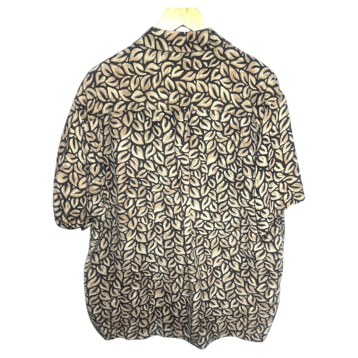 Perry Ellis Womens XL Leaf Print Button Up Short Sleeve Shirt Relaxed Fit - Thumbnail 5