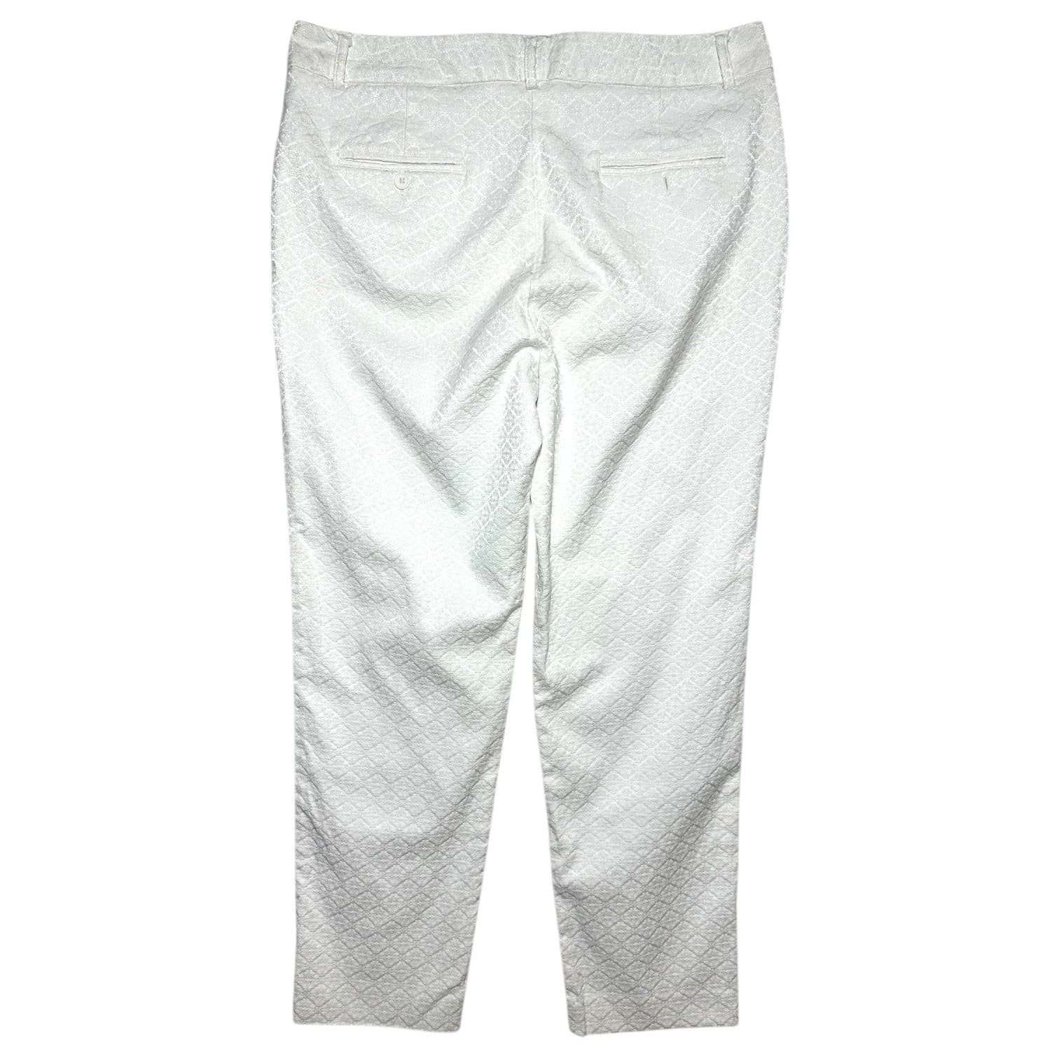 VALERIE STEVES Women's White Embossed Pattern Cropped Pants Size 10 - Thumbnail 2