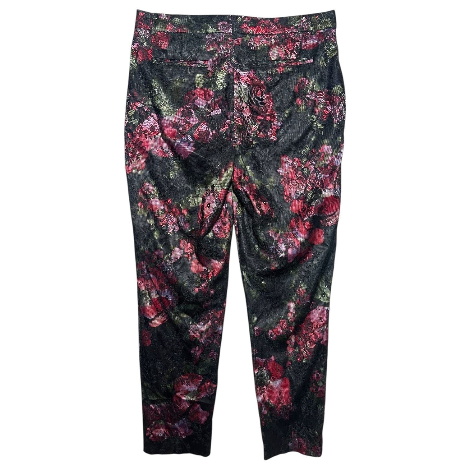 Pearl Georgina Chapman Black Floral Lace Overlay Trouser Pants Size 8 - Thumbnail 2