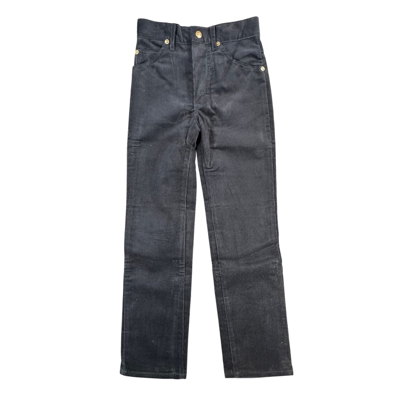Lee Corduroy Pants Boys 10 Slim Black Cotton Blend Straight Vintage 70s 80s USA - Thumbnail 2
