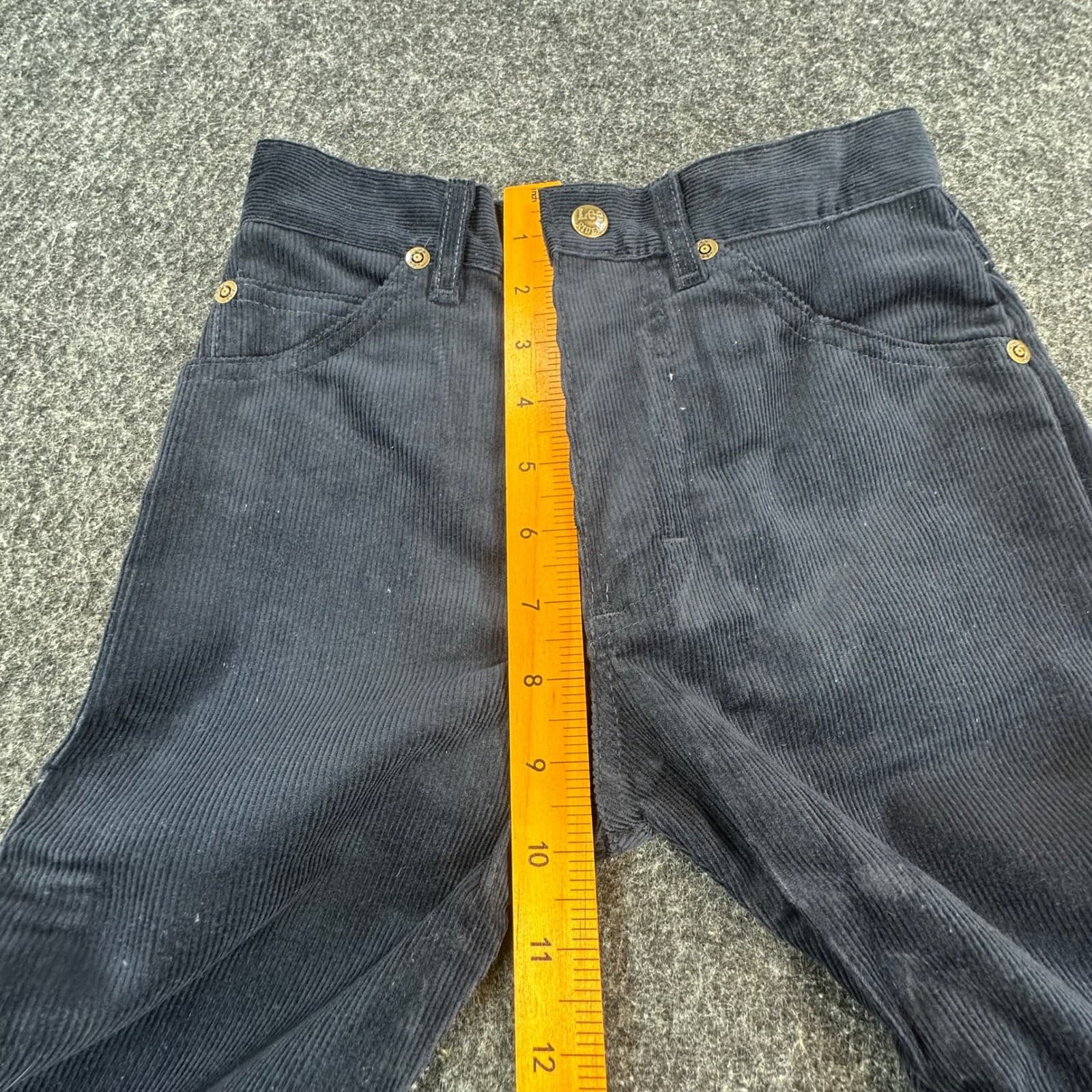 Lee Corduroy Pants Boys 10 Slim Black Cotton Blend Straight Vintage 70s 80s USA - Thumbnail 5