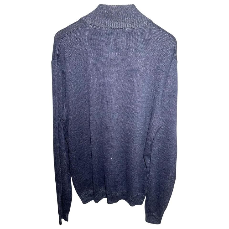 True Rock Henley Sweater Mens XL Navy Blue Excellent Mock Neck Button Pocket - Thumbnail 3