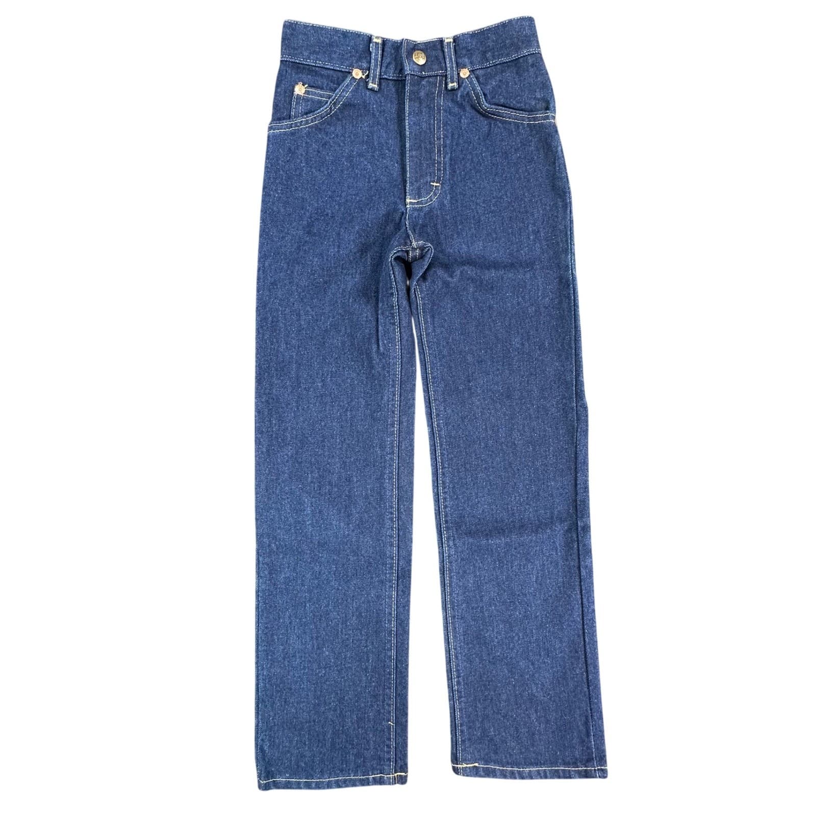 Lee Straight Leg Jeans Boys Size 6 Blue Cotton Vintage 80s NOS Genuine Riders - Thumbnail 2