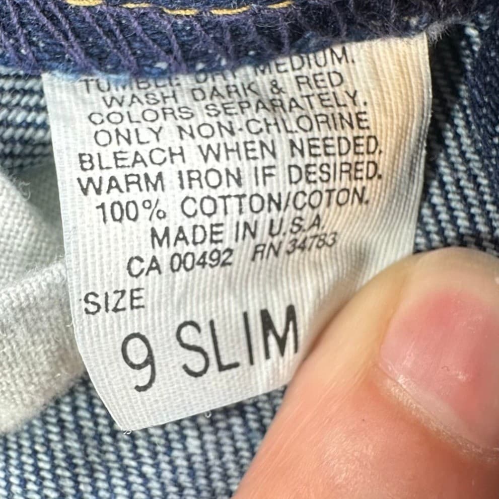 Lee Straight Leg Jeans Boys 9 Slim Blue Denim Vintage 80s 90s Made in USA NOS - Thumbnail 8