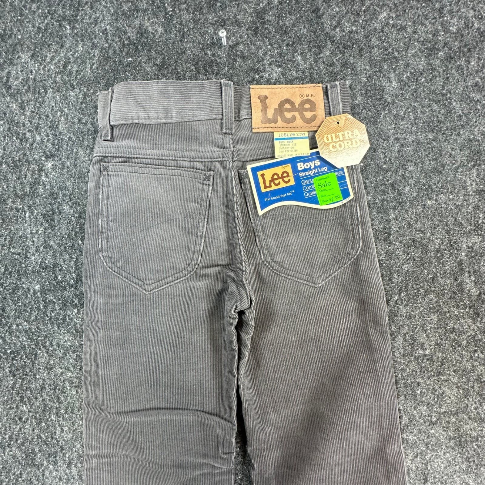 Lee Corduroy Pants Boys 10 Slim Gray Cotton Blend Straight Leg Vintage 70s 80s - Thumbnail 10