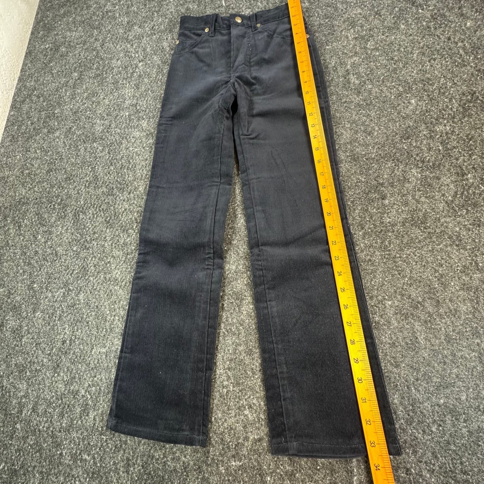 Lee Corduroy Pants Boys 10 Slim Black Cotton Blend Straight Vintage 70s 80s USA - Thumbnail 3