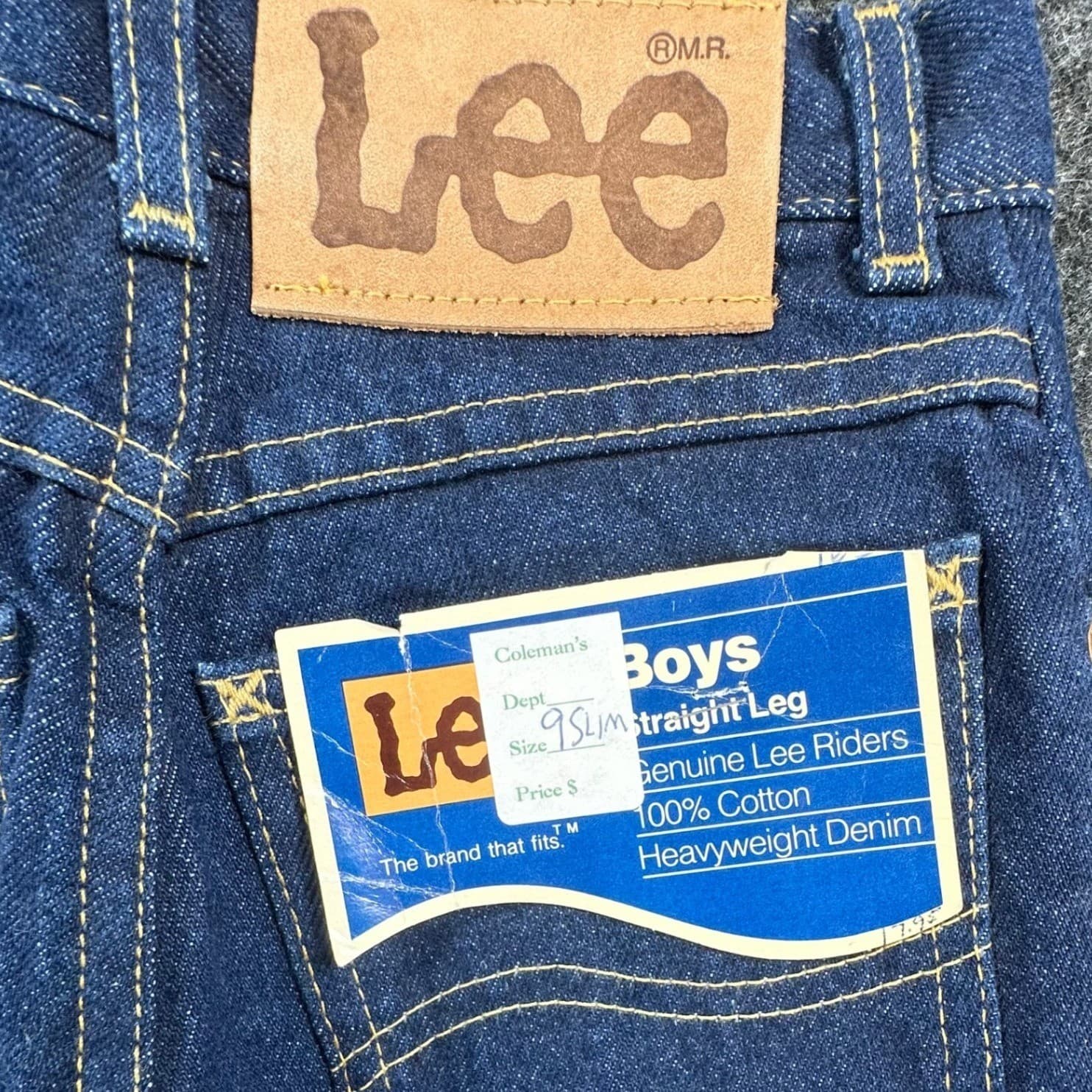 Lee Straight Leg Jeans Boys 9 Slim Blue Denim Vintage 80s 90s Made in USA NOS - Thumbnail 7