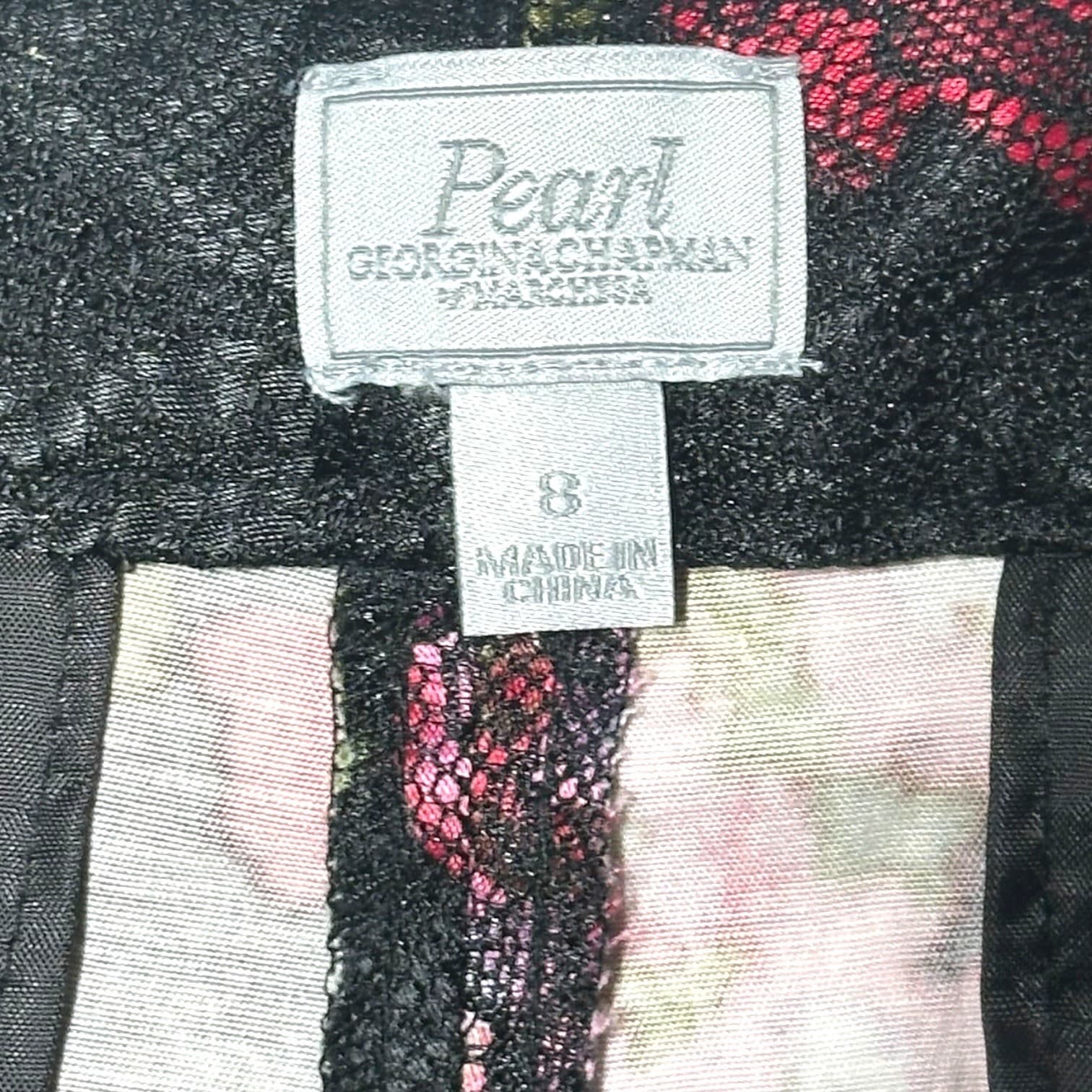 Pearl Georgina Chapman Black Floral Lace Overlay Trouser Pants Size 8 - Thumbnail 6