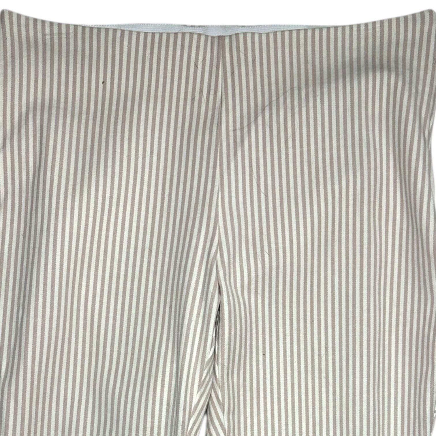 A New Day Striped Flat Front Pants Women Size 2 Tan White Casual Leggings - Thumbnail 2