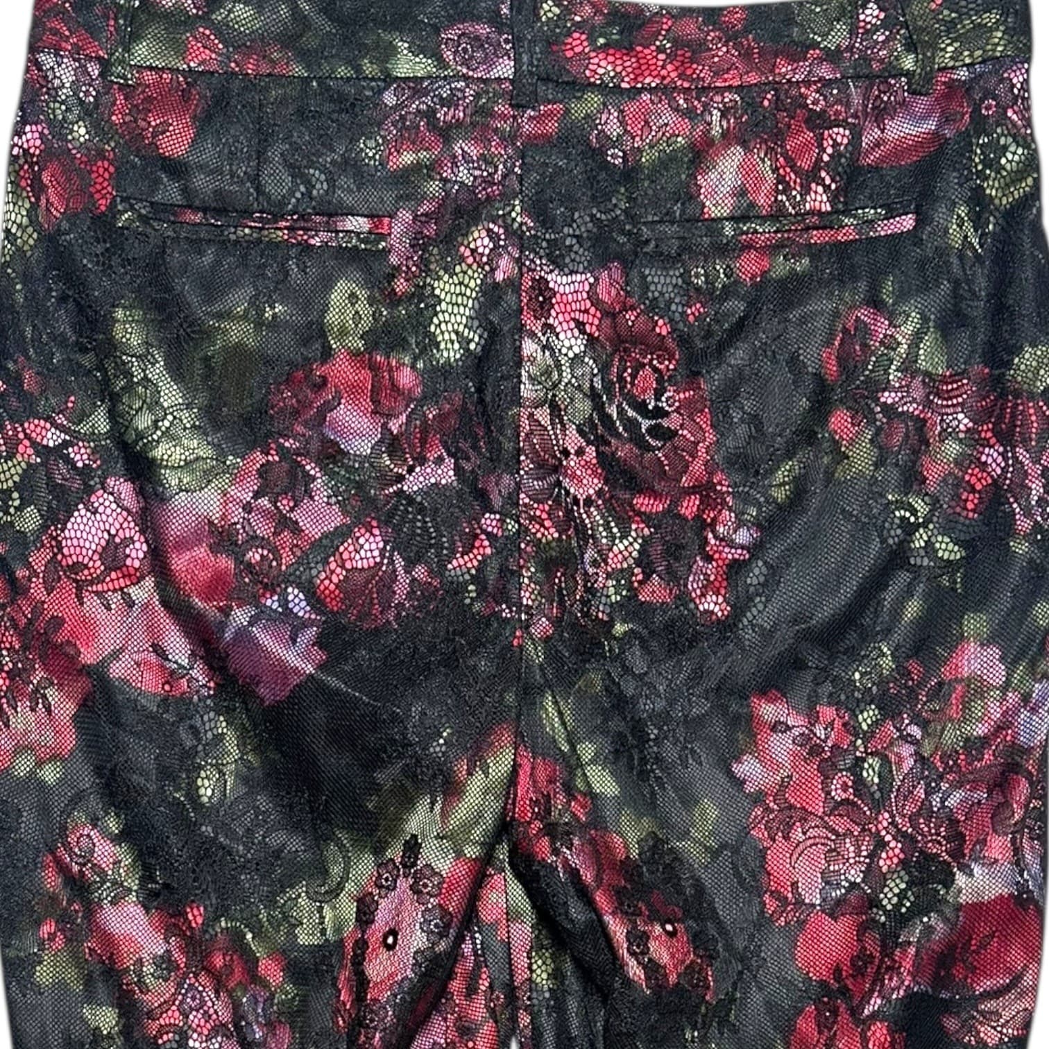 Pearl Georgina Chapman Black Floral Lace Overlay Trouser Pants Size 8 - Thumbnail 5