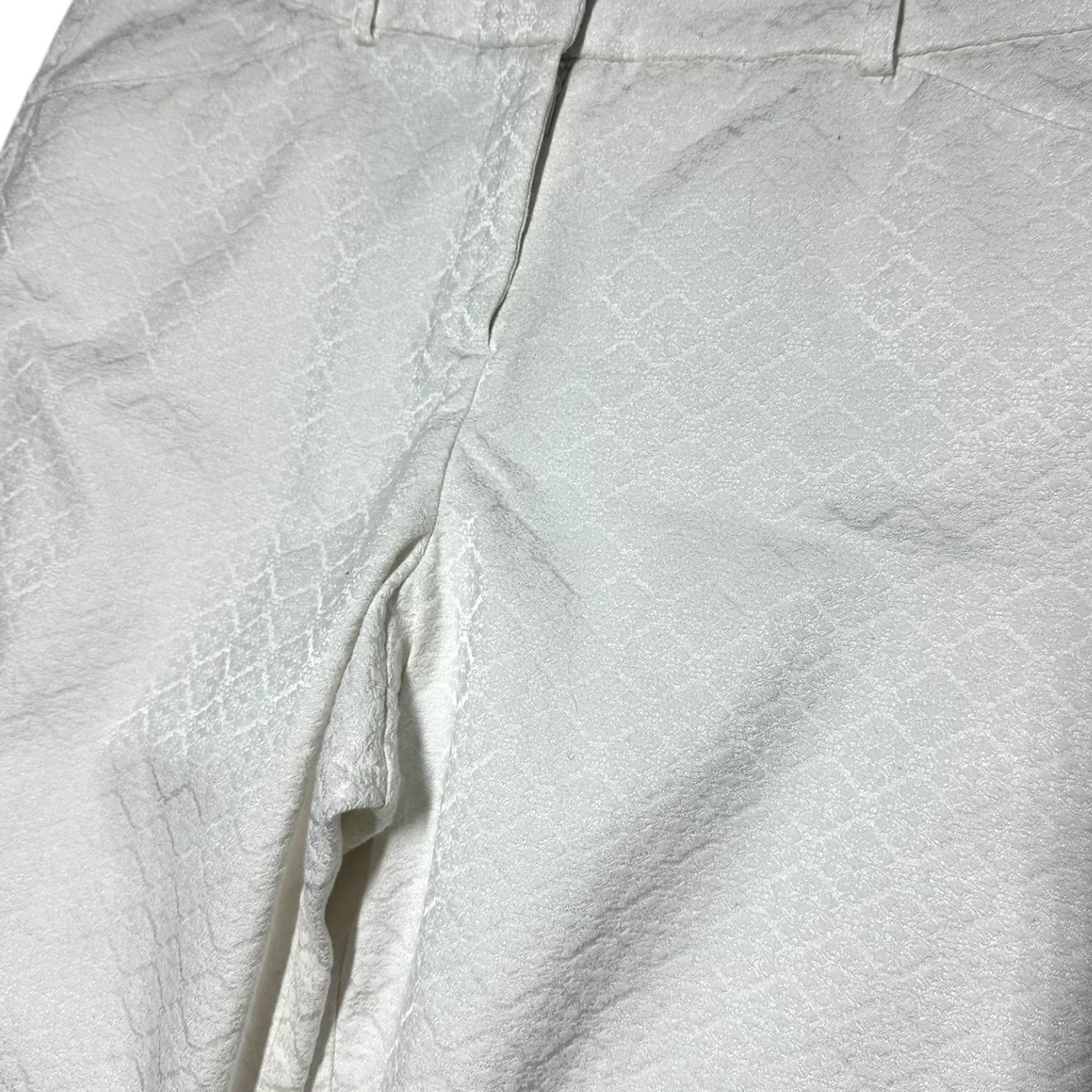VALERIE STEVES Women's White Embossed Pattern Cropped Pants Size 10 - Thumbnail 5