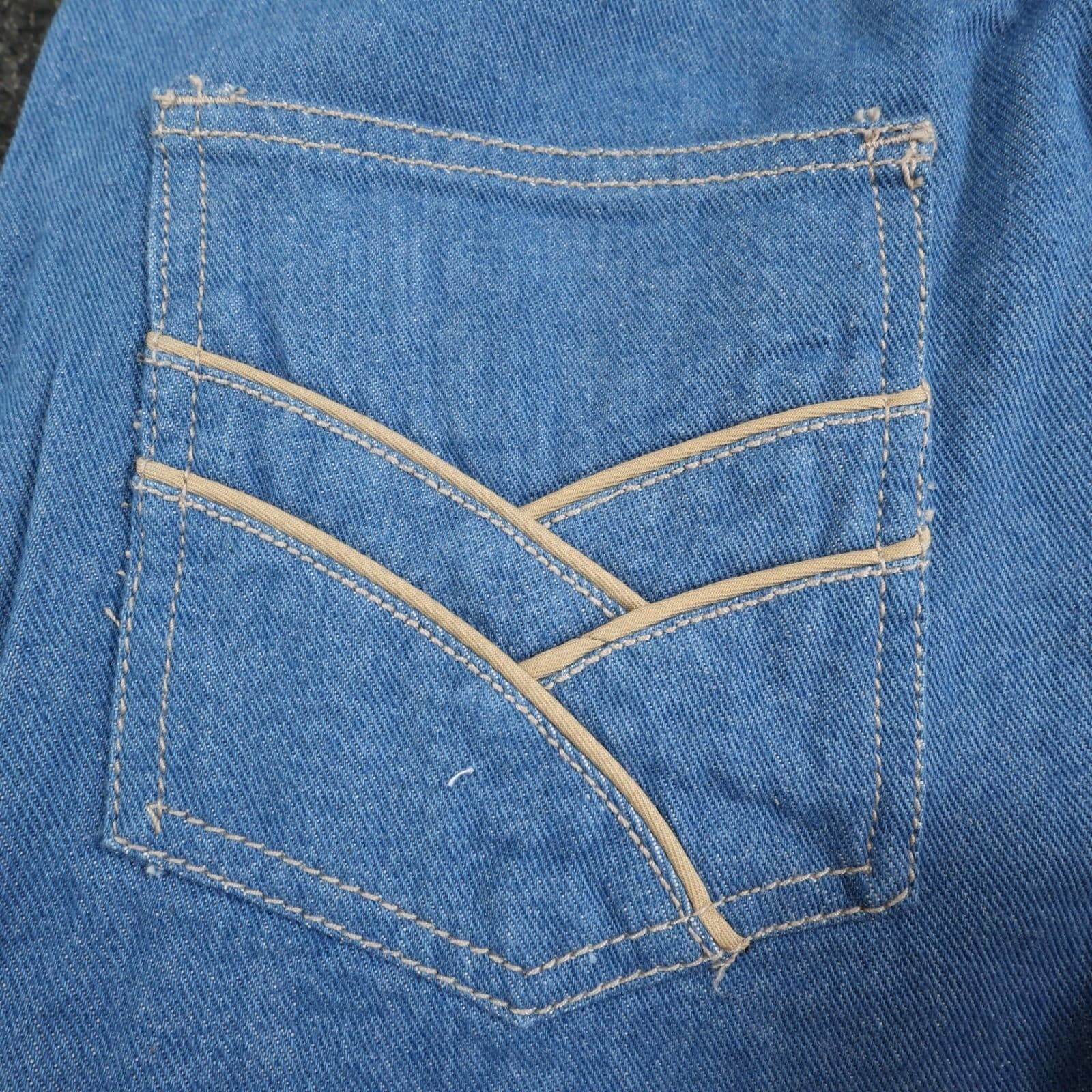 Rump Boot Leg Jeans Mens 32x33 Blue Cotton Vintage 70s 80s New Old Stock 9208TL - Thumbnail 10