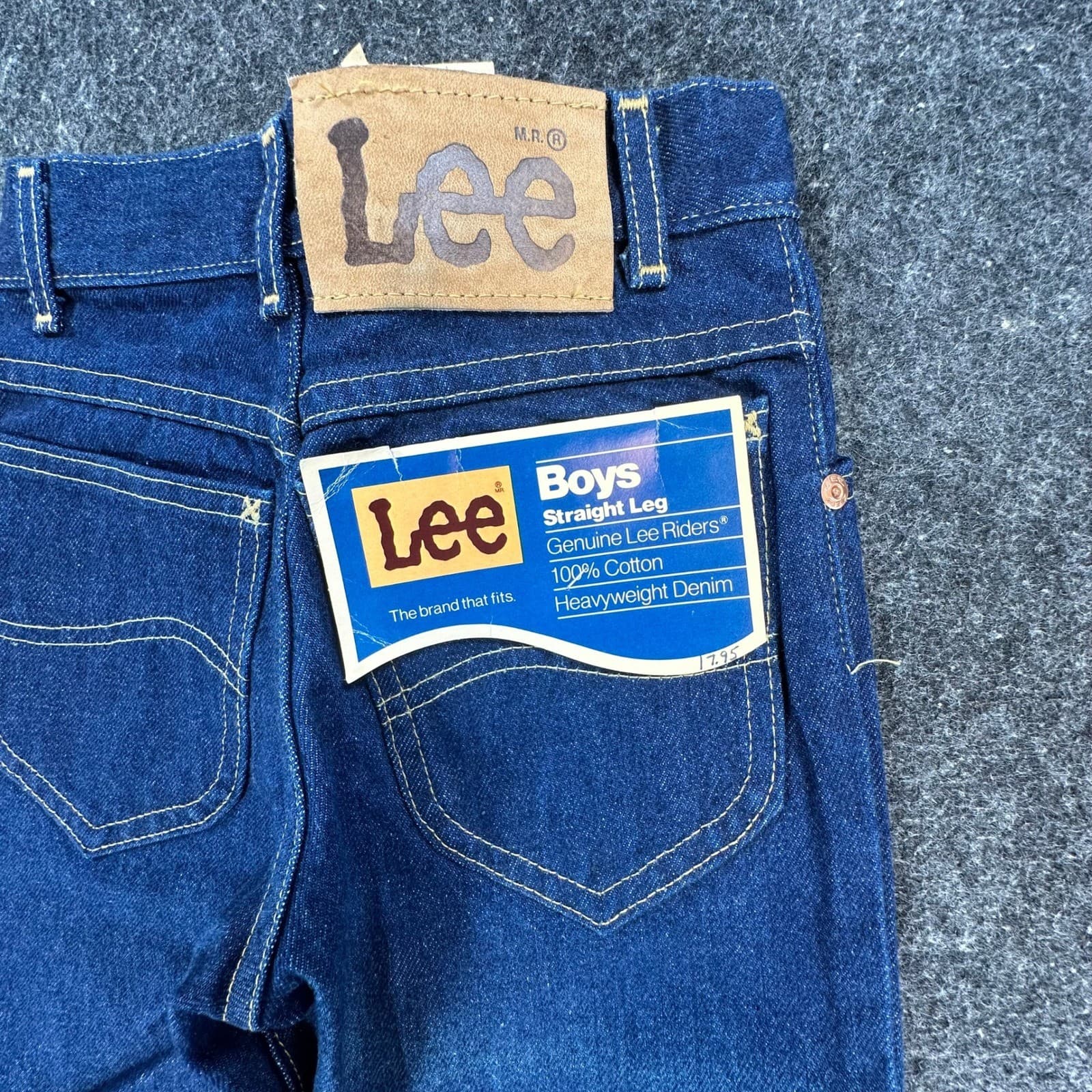 Lee Straight Leg Jeans Boys Size 6 Blue Cotton Vintage 80s NOS Genuine Riders - Thumbnail 9