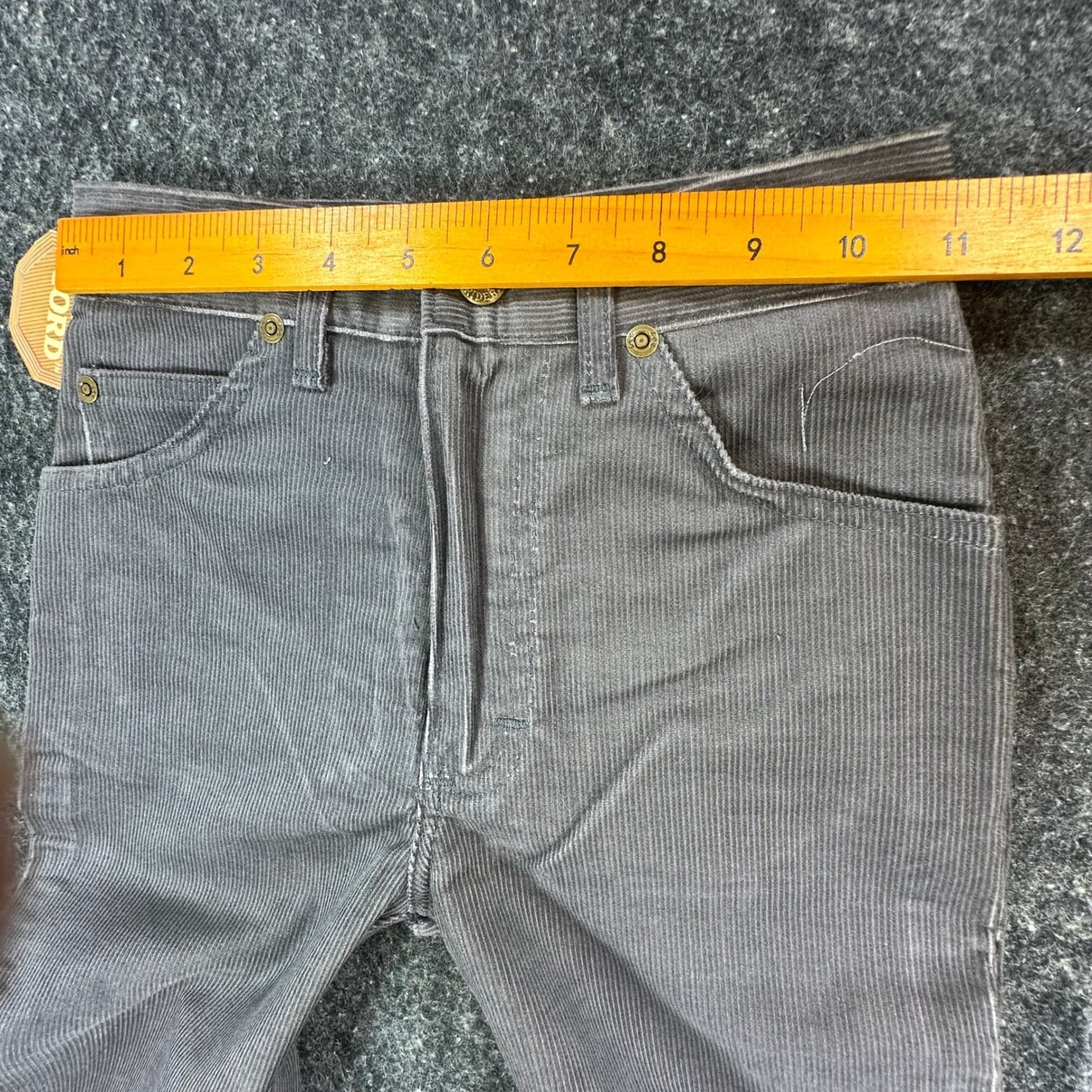 Lee Rider Straight Leg Pants Boys 11 Slim Gray Corduroy Vintage 70s 80s NOS USA - Thumbnail 6