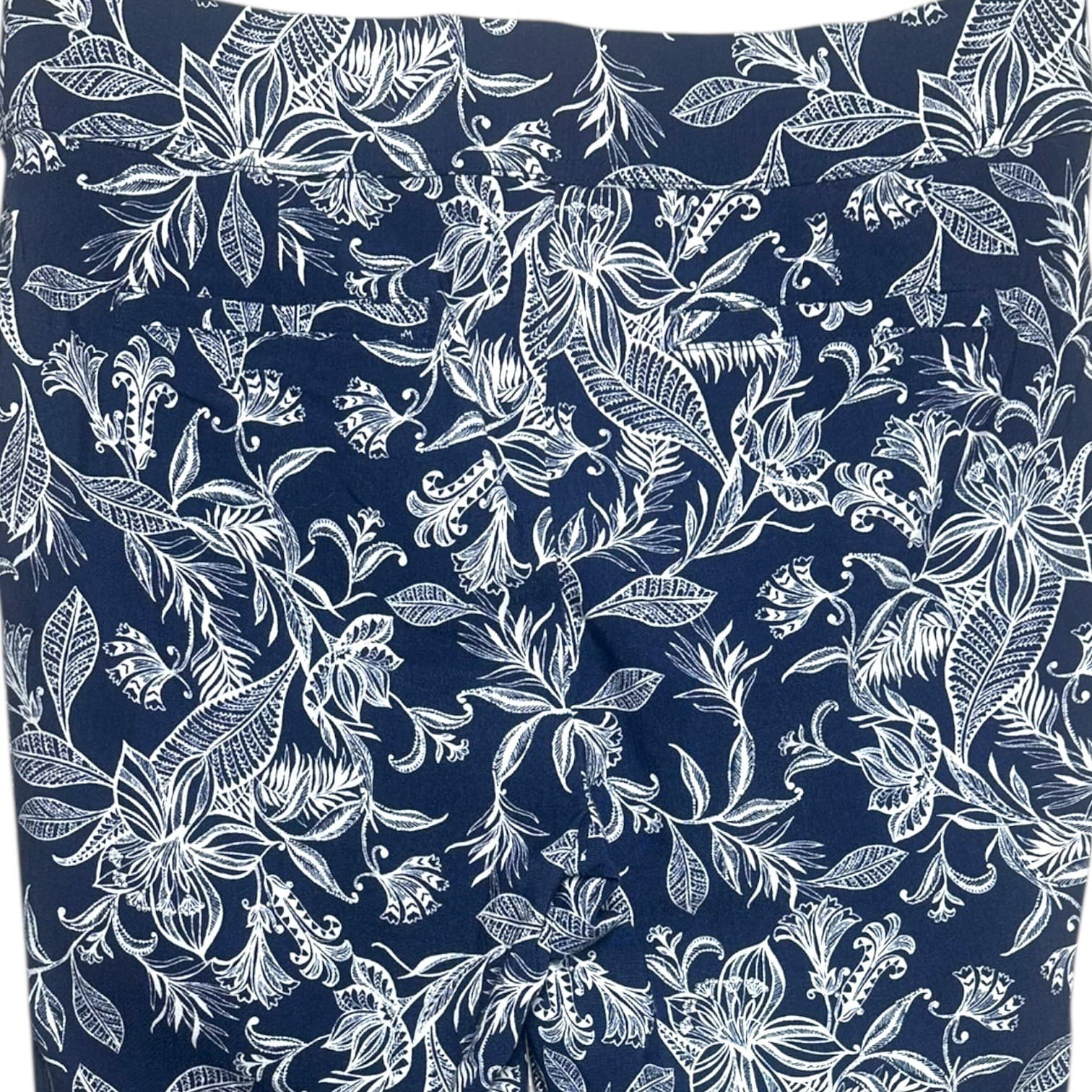 Rafaella Comfort Women's Navy Blue White Floral Print Cropped Pants Size 10 - Thumbnail 4