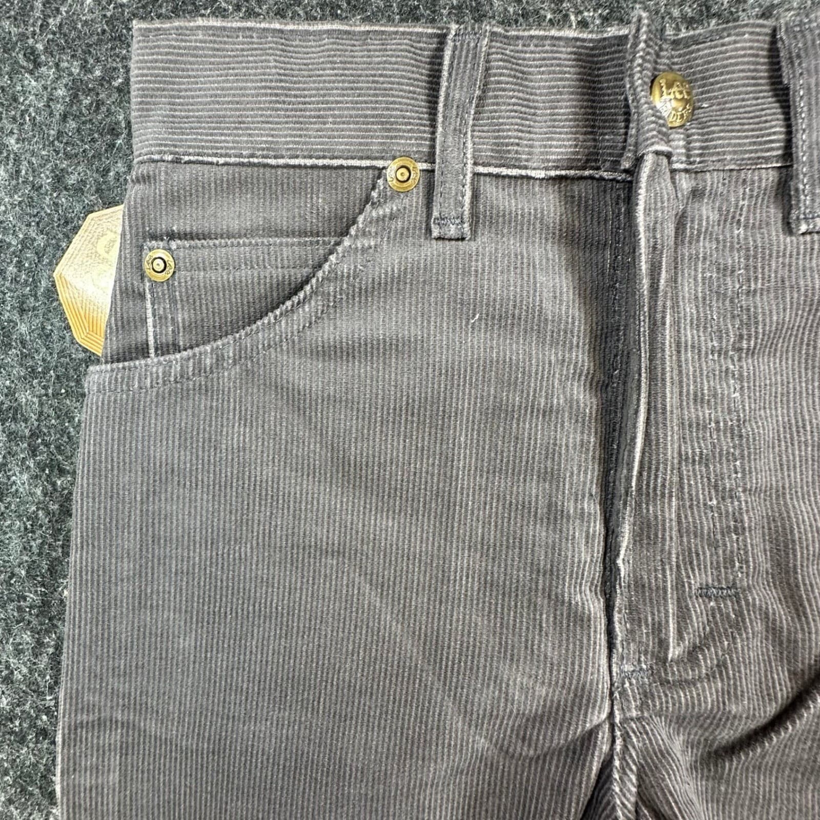 Lee Rider Straight Leg Pants Boys 11 Slim Gray Corduroy Vintage 70s 80s NOS USA - Thumbnail 13