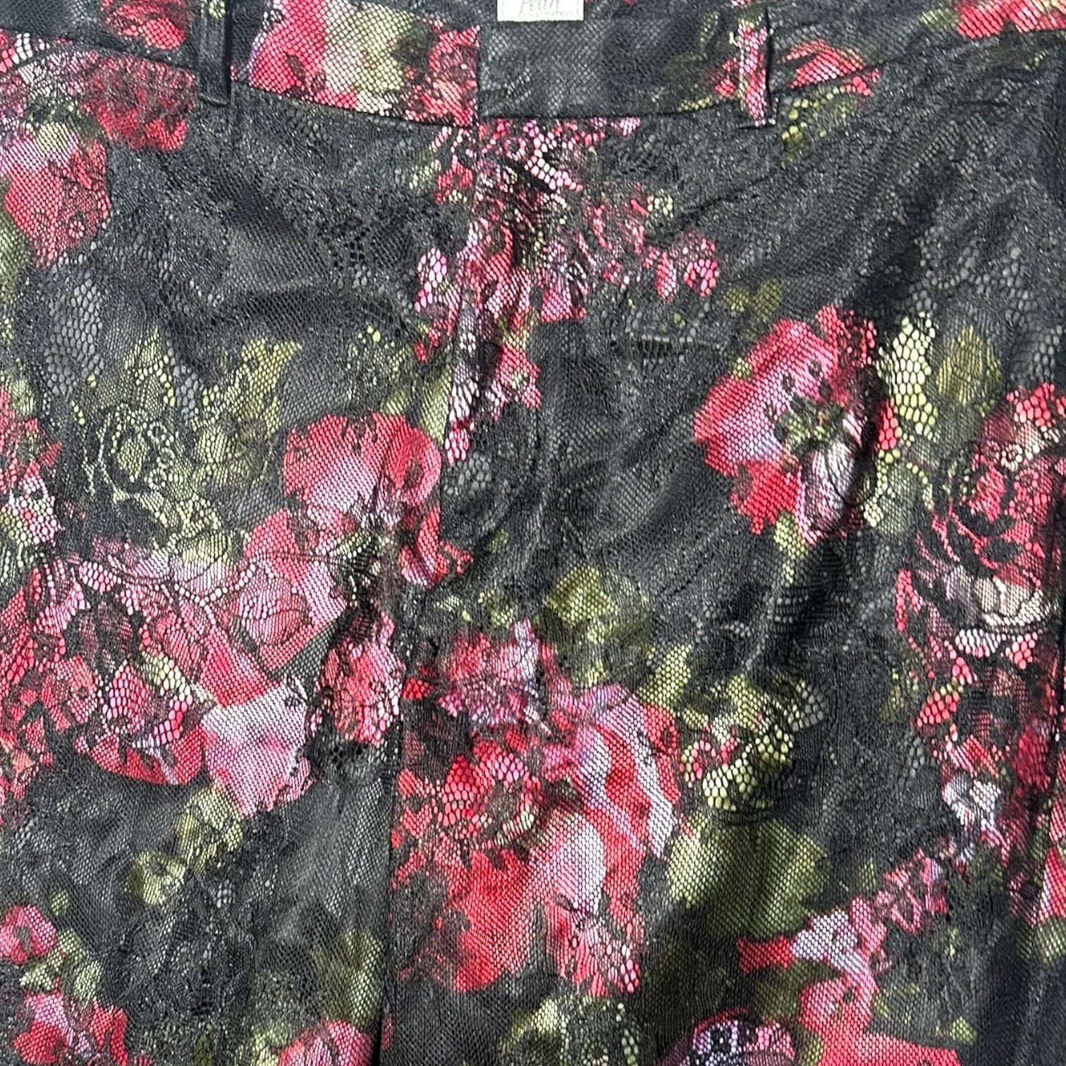 Pearl Georgina Chapman Black Floral Lace Overlay Trouser Pants Size 8 - Thumbnail 4