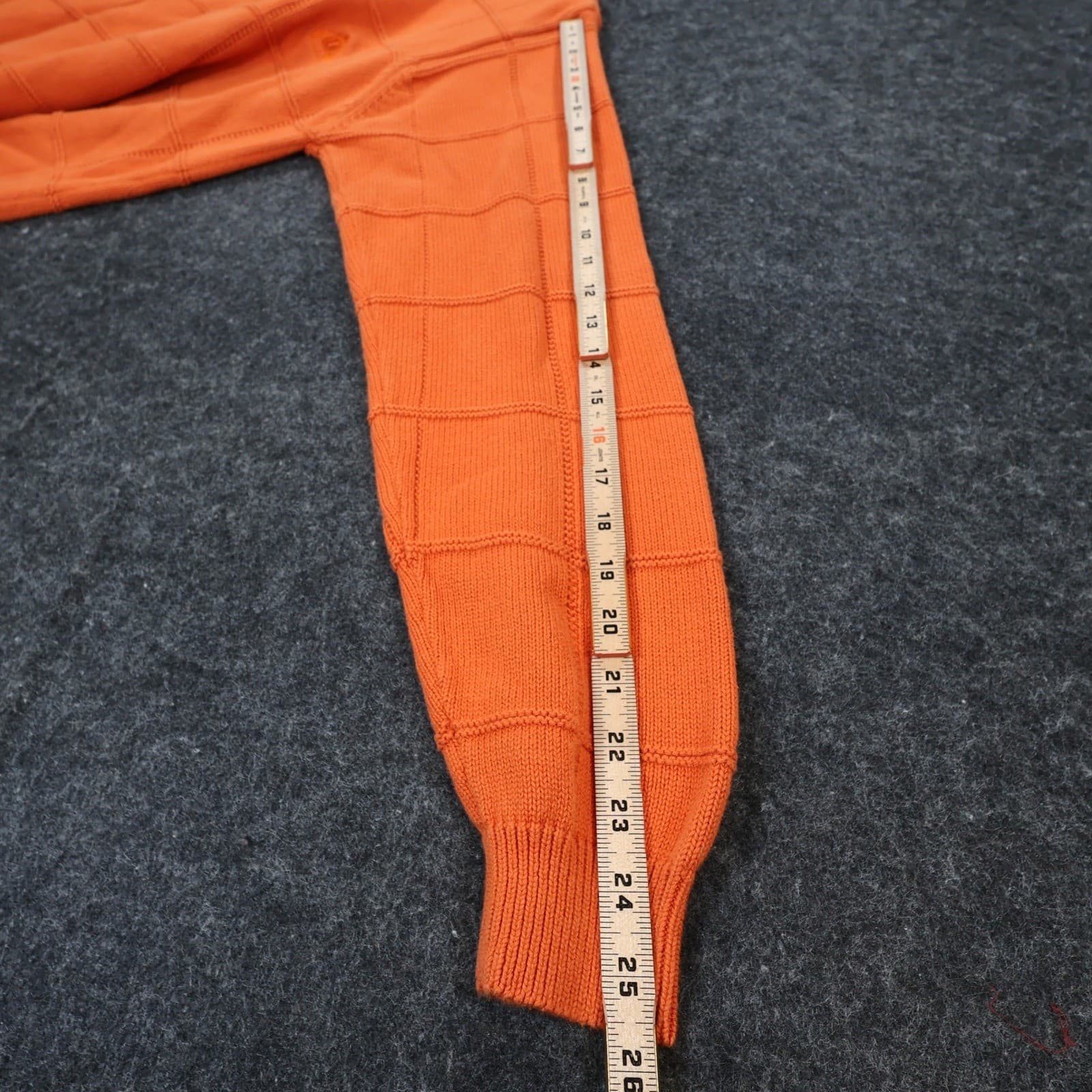 IZOD Sweater Mens Medium Orange 100% Cotton Crewneck Grid Texture Knit Classic - Thumbnail 4