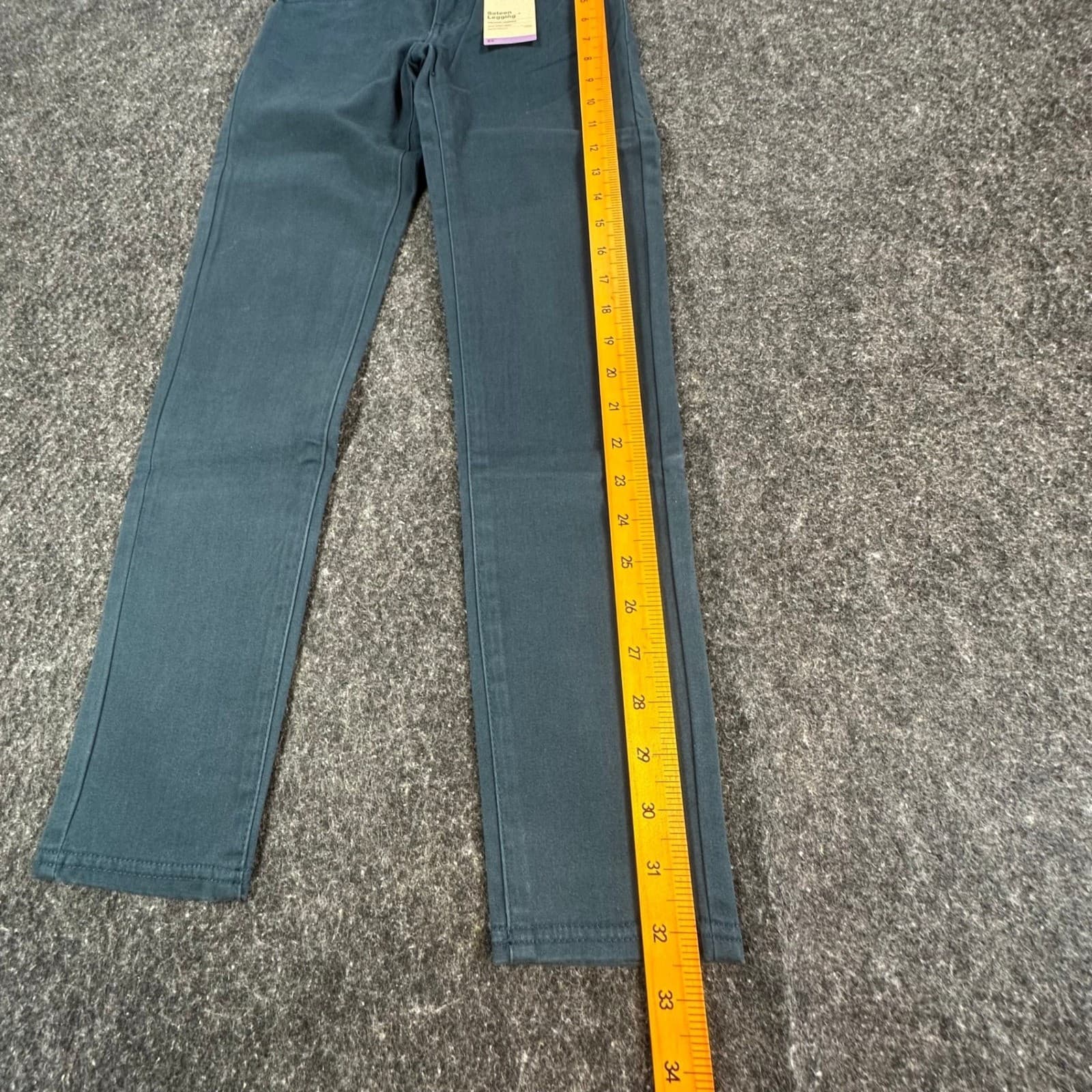 Levi's Sateen Legging Girls 10 Teal Cotton Stretch Adjustable Waist Skinny Pants - Thumbnail 3
