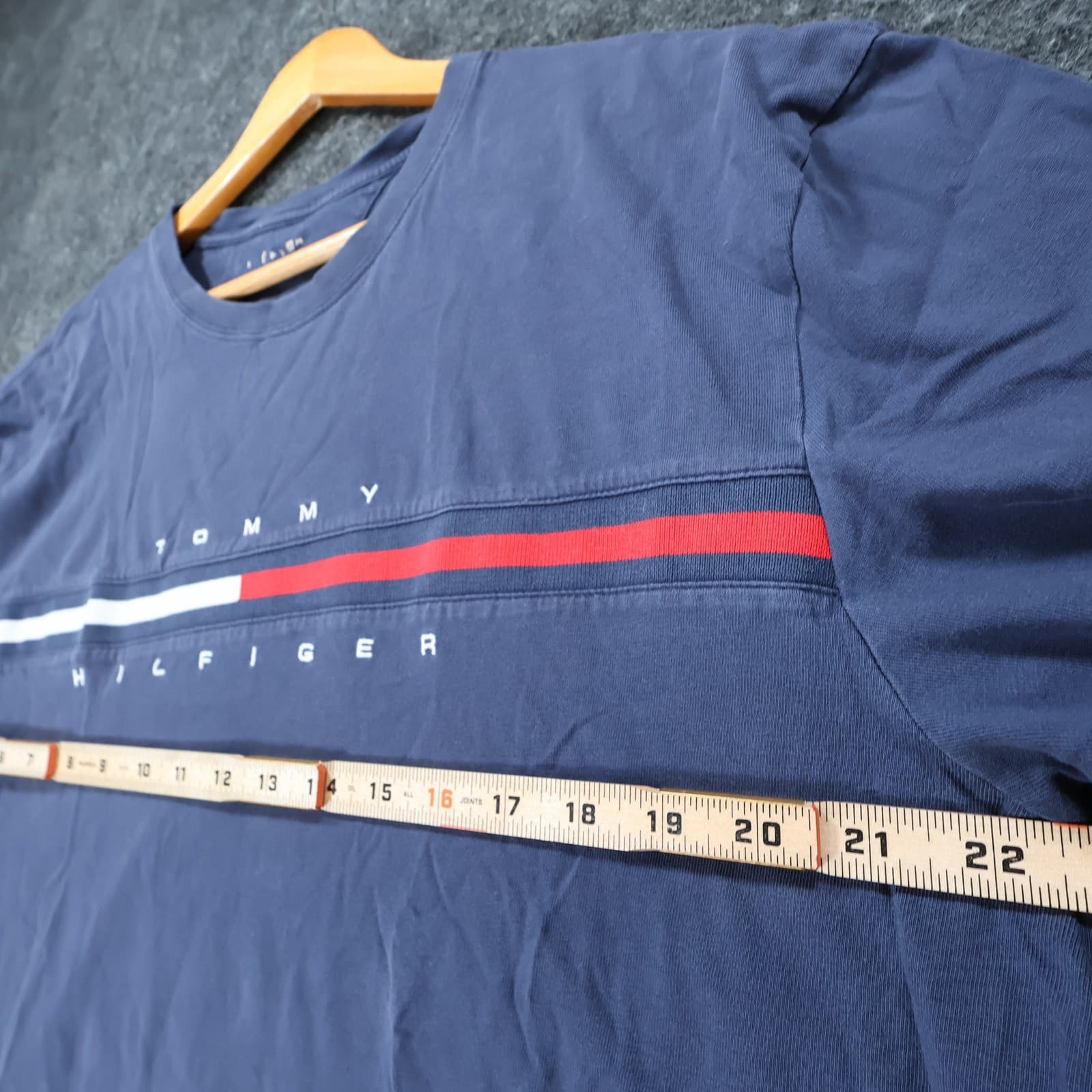 Tommy Hilfiger T-Shirt Mens Large Navy Blue Cotton Regular Fit Logo Graphic Tee - Thumbnail 4