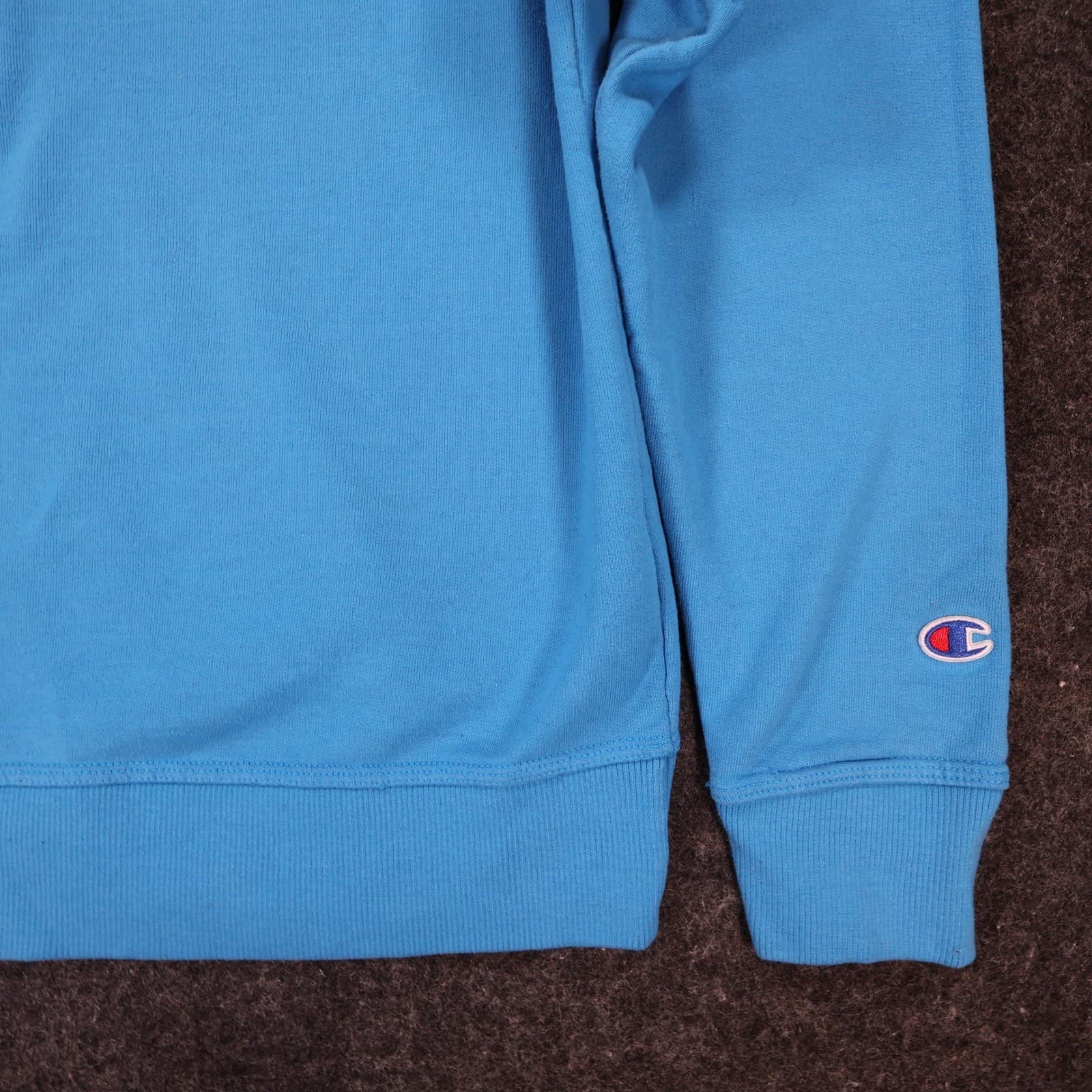 Champion Sweatshirt Mens S Blue Cotton Blend Regular Fit Script Logo Crewneck - Thumbnail 10