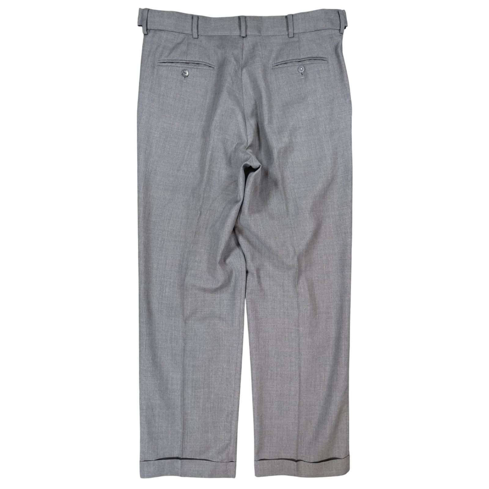 Stafford Dress Pants Mens 34x32 Gray Worsted Wool Blend Pleated Cuffed Slacks - Thumbnail 2