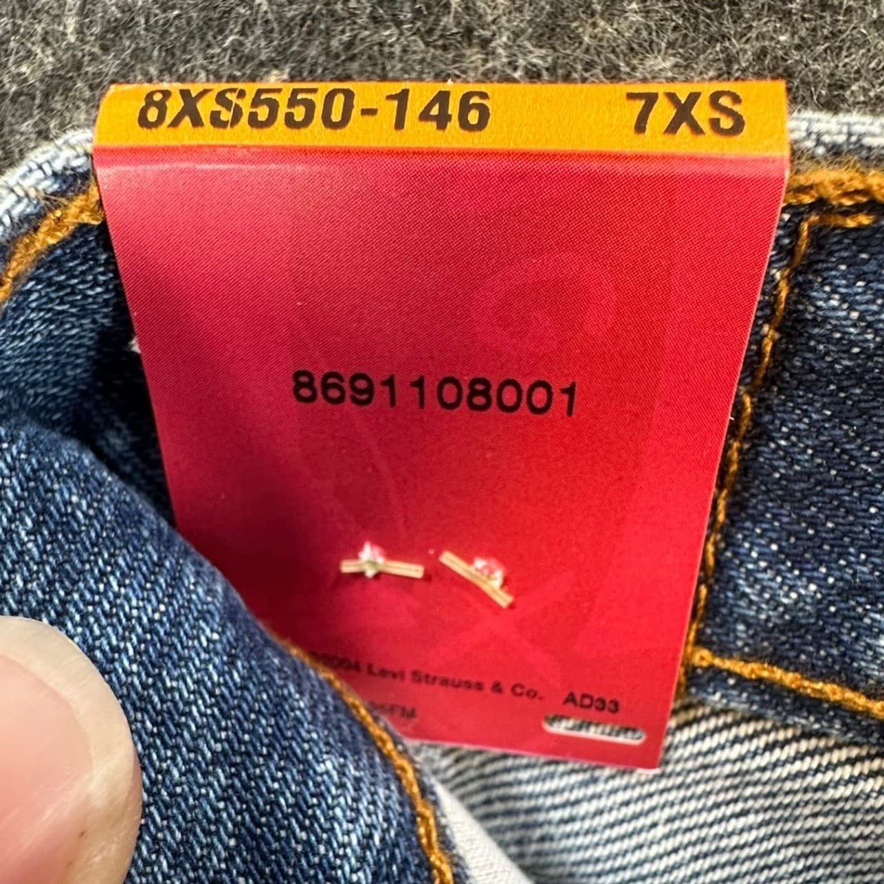 Levi's 550 Relaxed Fit Jeans Boys 7X Slim Medium Wash Cotton Denim New Old Stock - Thumbnail 8