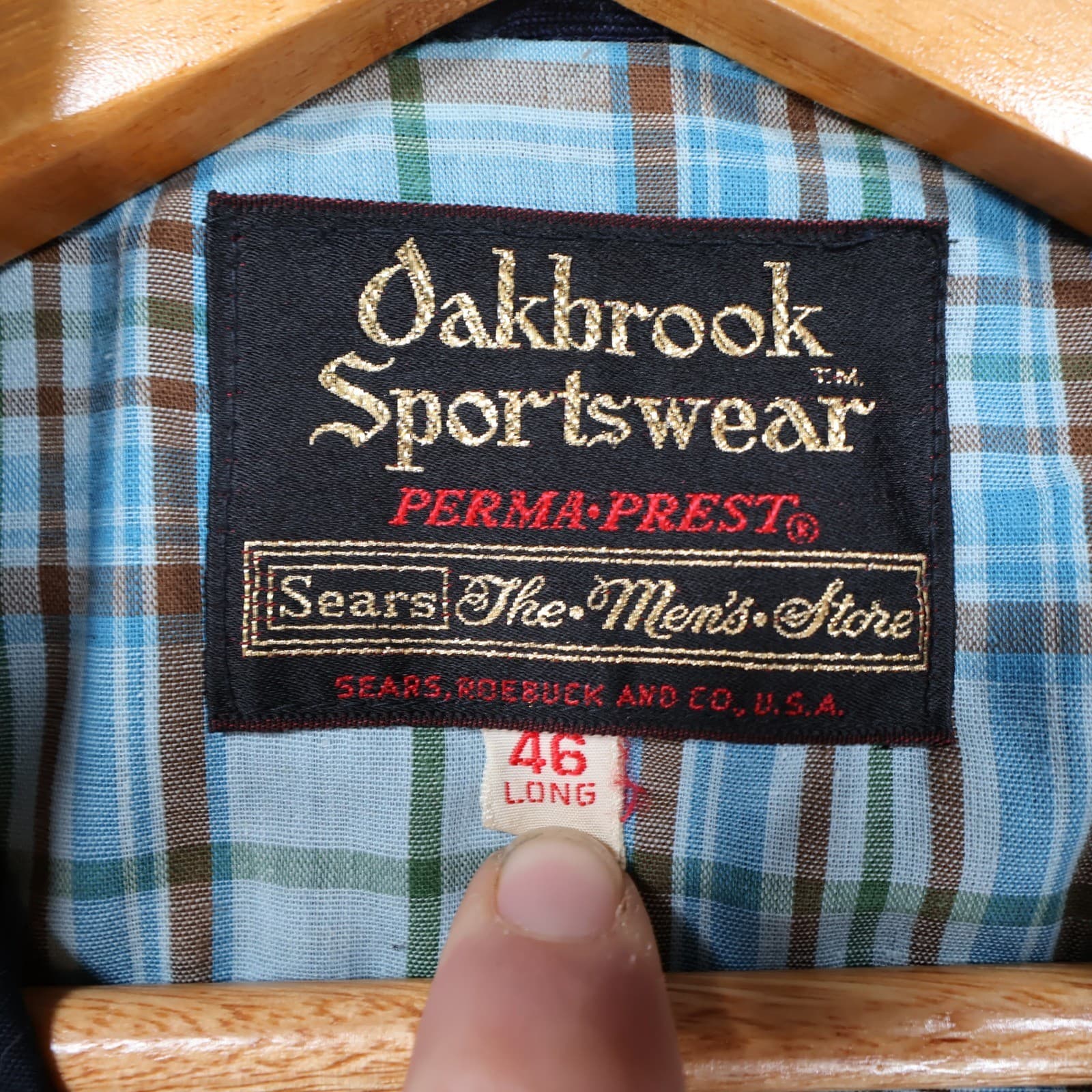 Oakbrook Sportswear Harrington Jacket Mens 46 Long Navy Blue Perma-Prest Vintage - Thumbnail 8