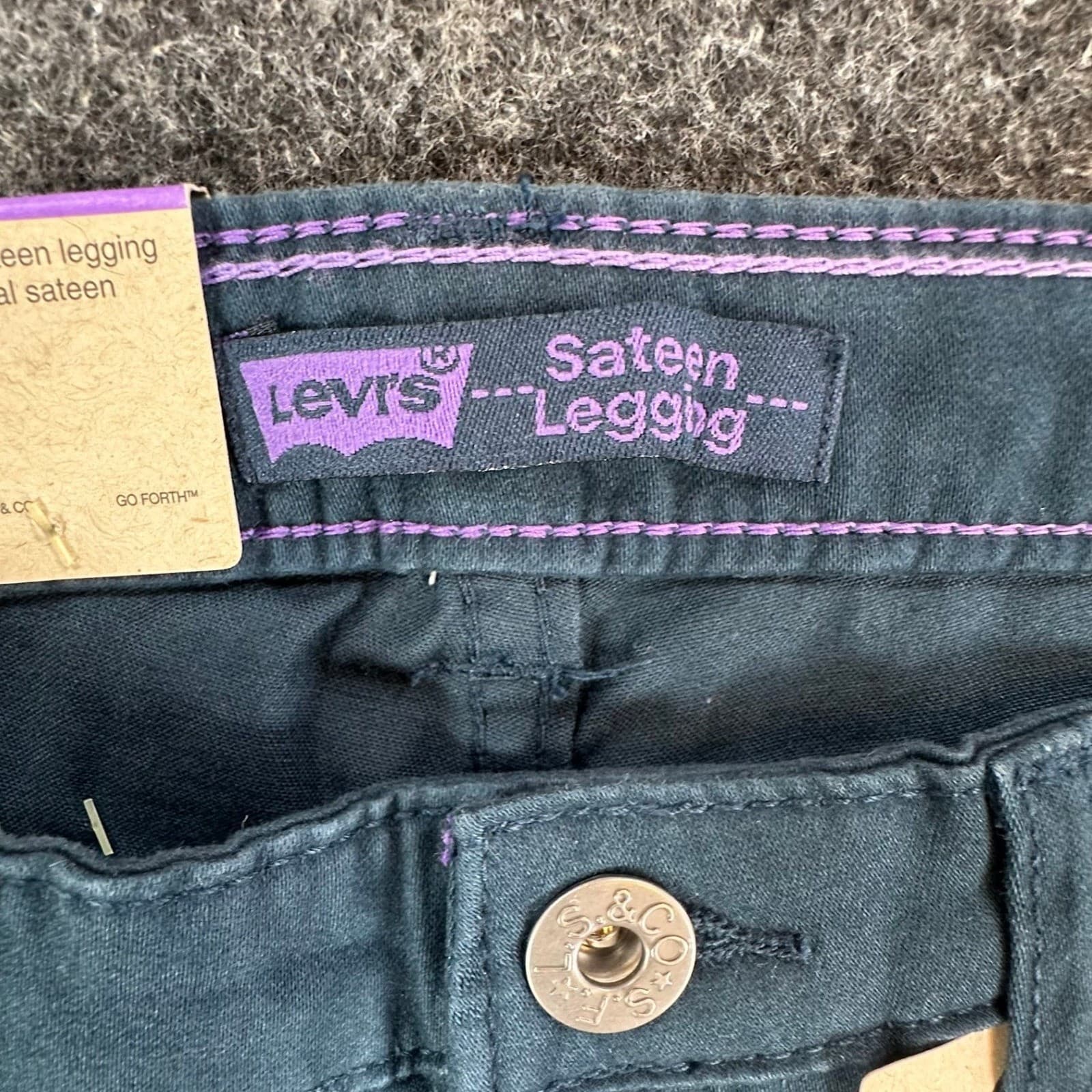 Levi's Sateen Legging Girls 10 Teal Cotton Stretch Adjustable Waist Skinny Pants - Thumbnail 10