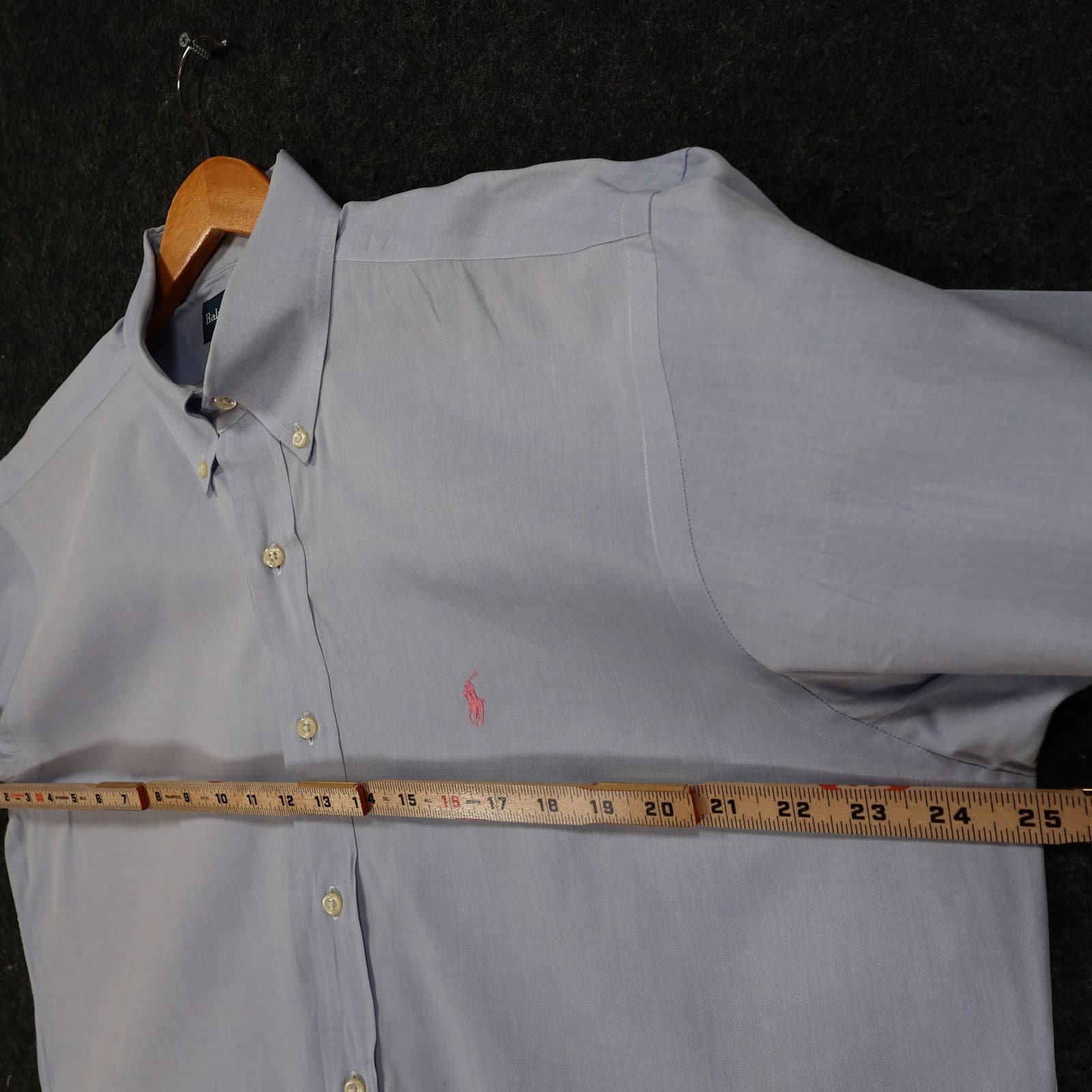 Ralph Lauren Button Down Mens 15.5 34/35 Light Blue Cotton Classic Fit Oxford - Thumbnail 3