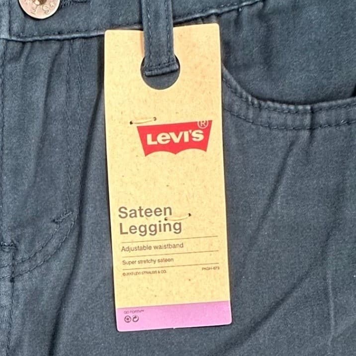 Levi's Sateen Legging Girls 10 Teal Cotton Stretch Adjustable Waist Skinny Pants - Thumbnail 9