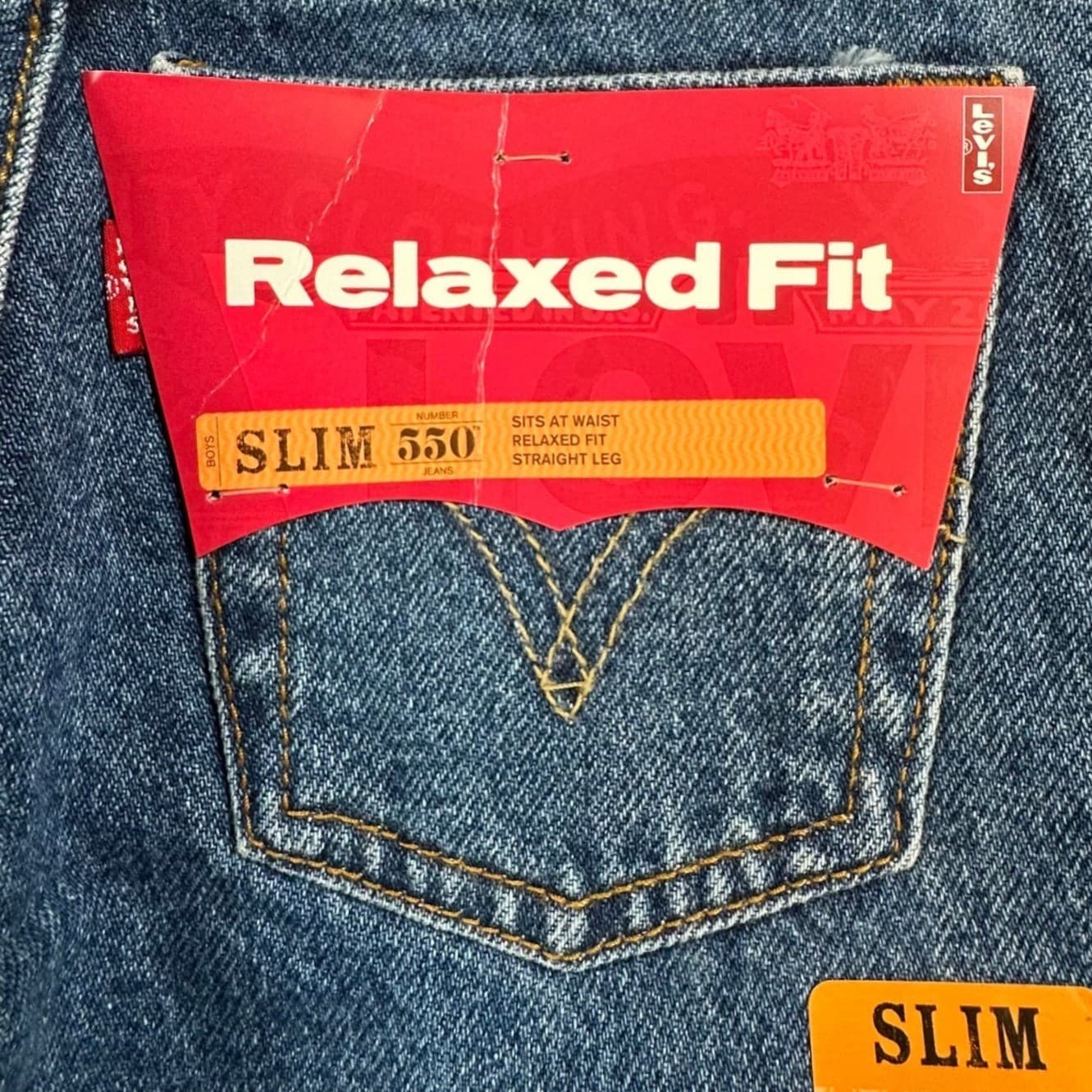 Levi's 550 Relaxed Fit Jeans Boys 7X Slim Medium Wash Cotton Denim New Old Stock - Thumbnail 9