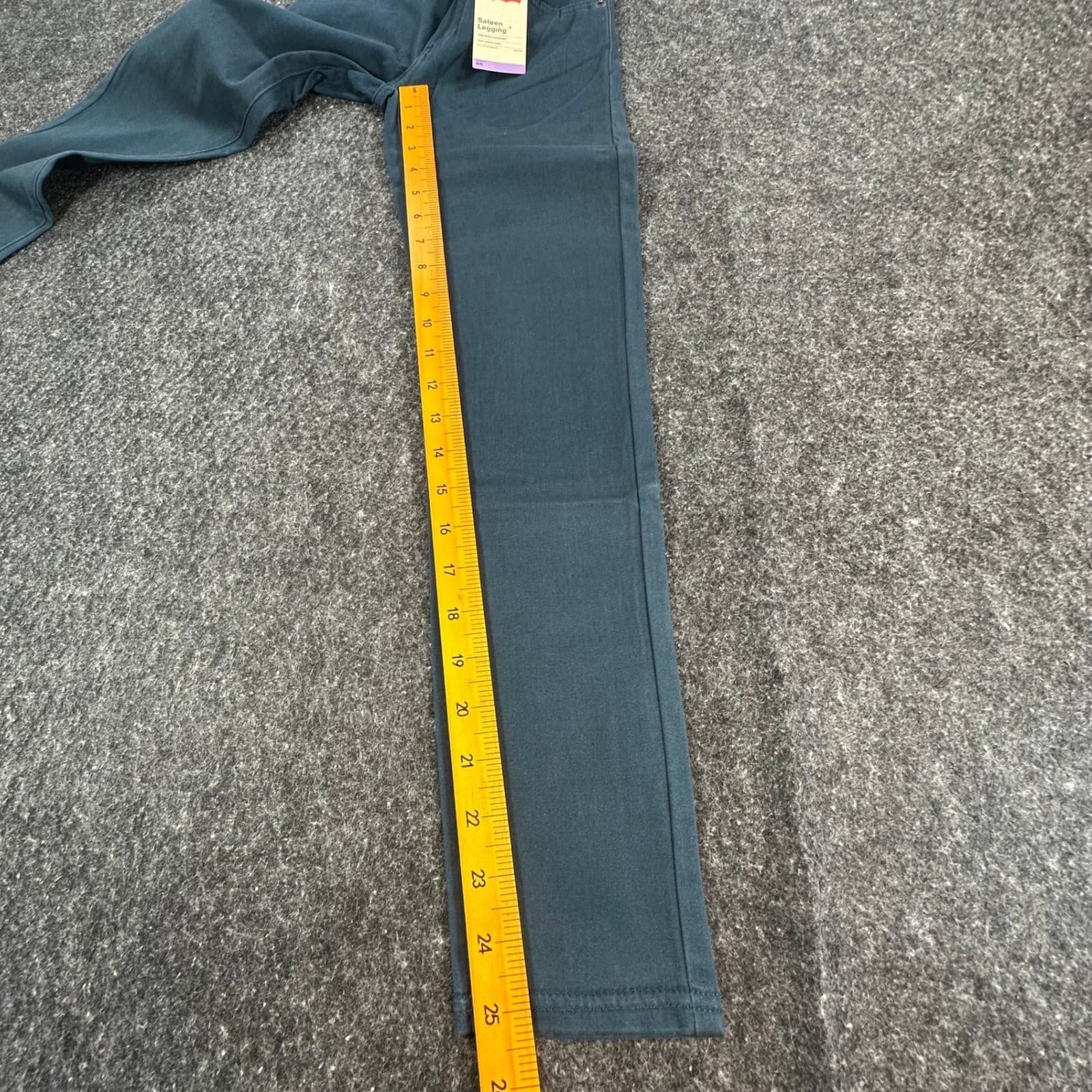 Levi's Sateen Legging Girls 10 Teal Cotton Stretch Adjustable Waist Skinny Pants - Thumbnail 4