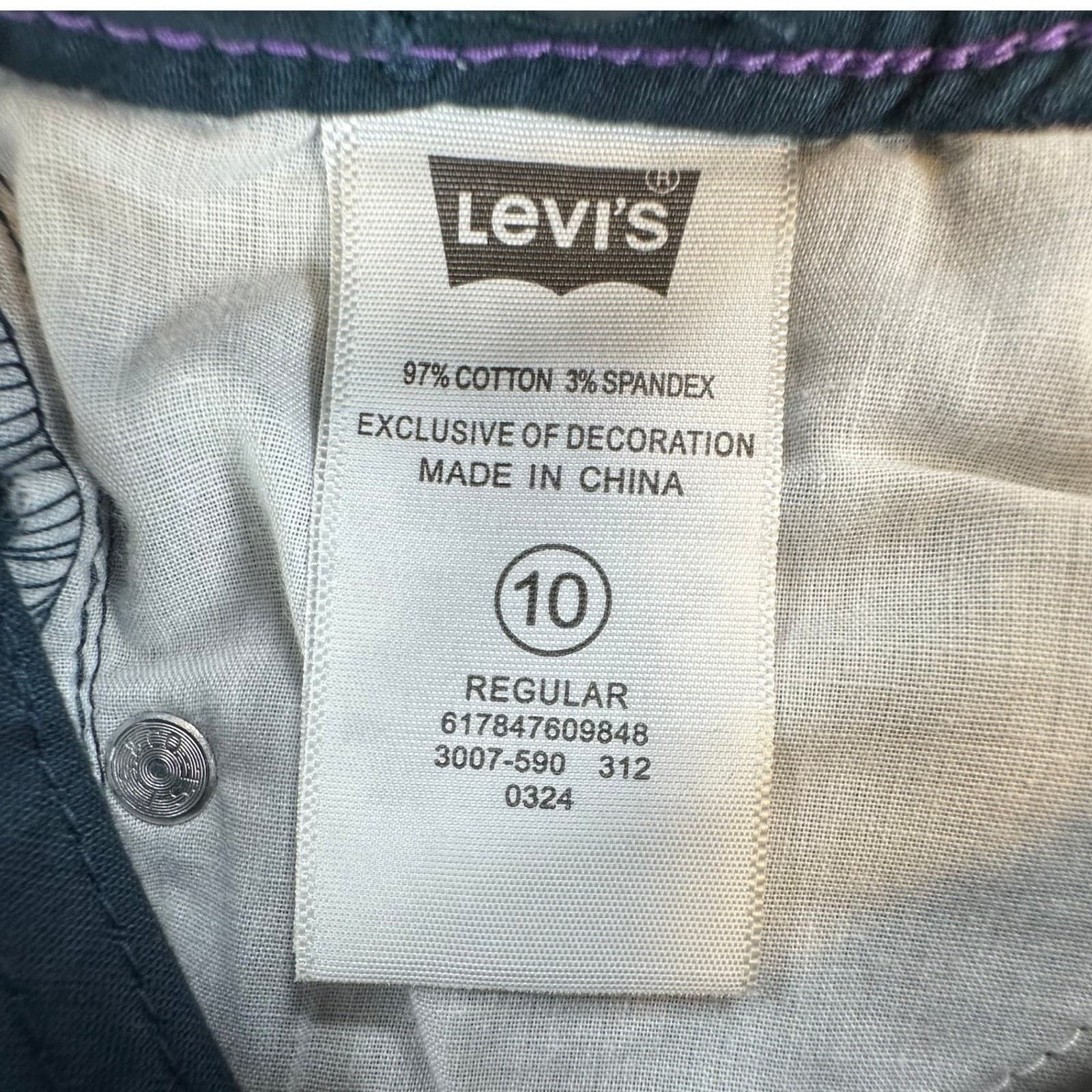Levi's Sateen Legging Girls 10 Teal Cotton Stretch Adjustable Waist Skinny Pants - Thumbnail 8