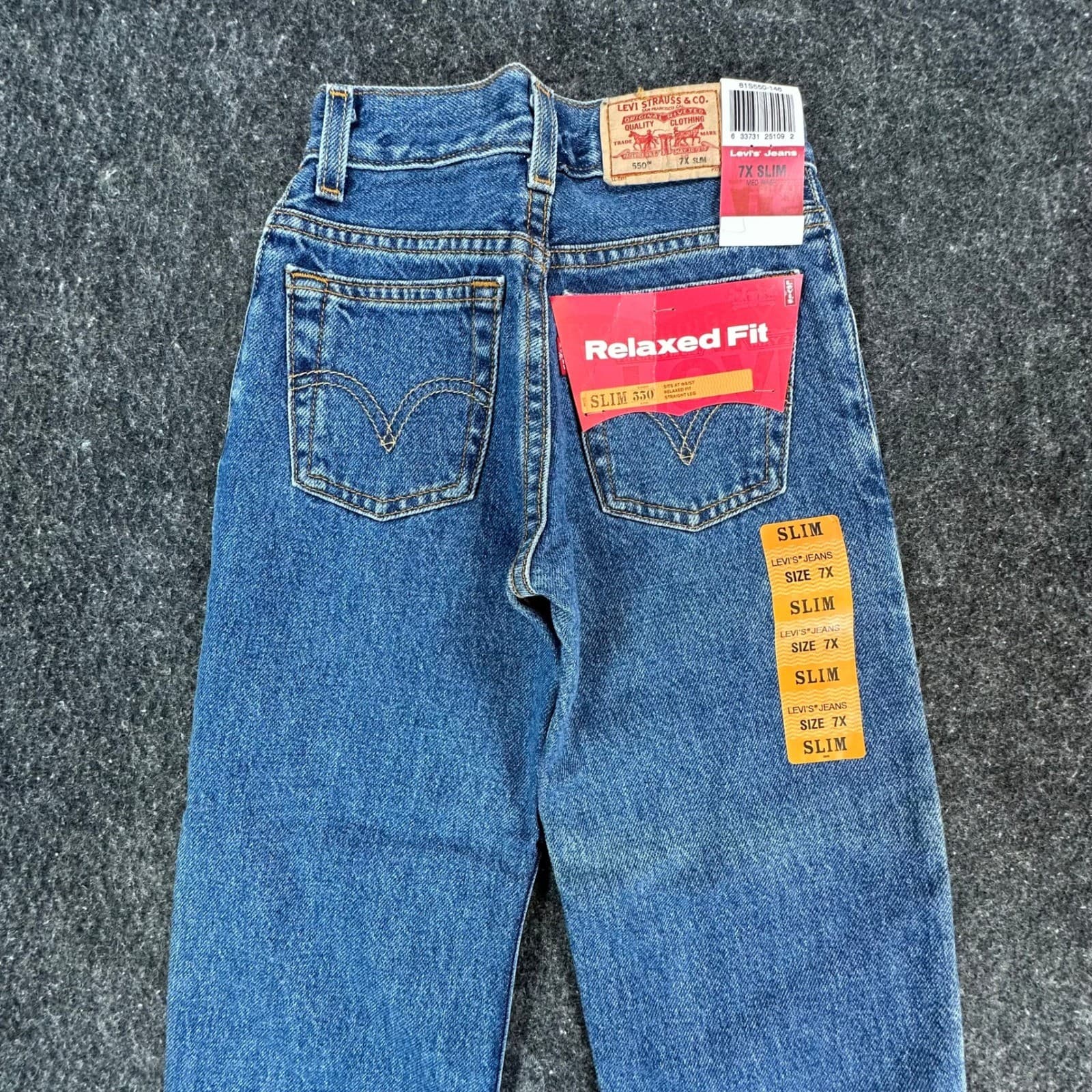 Levi's 550 Relaxed Fit Jeans Boys 7X Slim Medium Wash Cotton Denim New Old Stock - Thumbnail 13