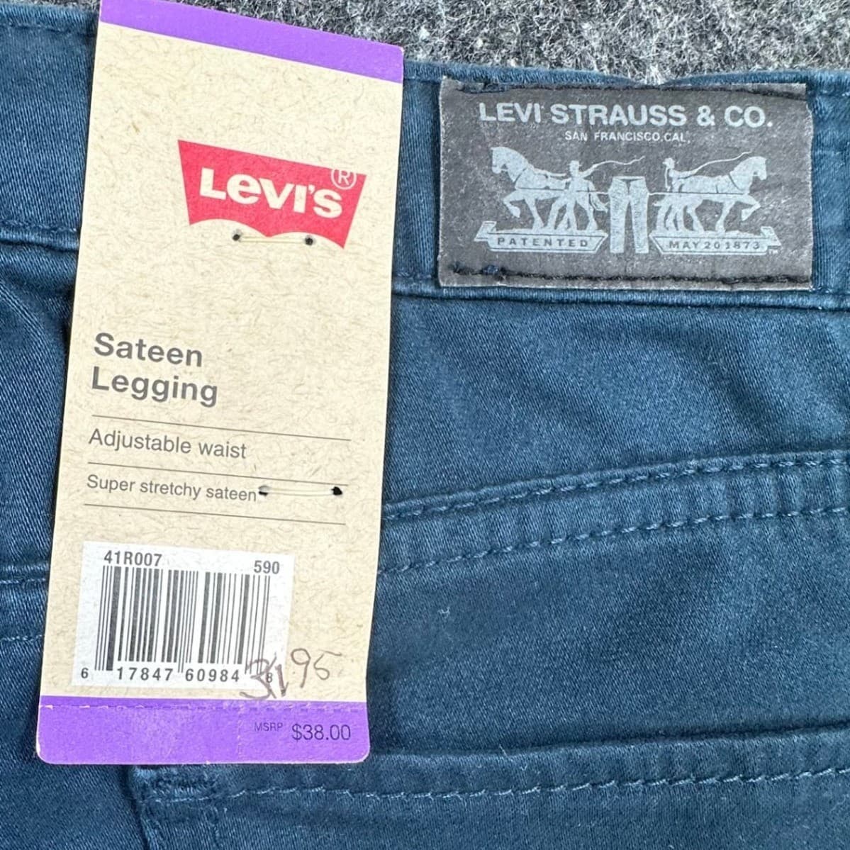 Levi's Sateen Legging Girls 10 Teal Cotton Stretch Adjustable Waist Skinny Pants - Thumbnail 7