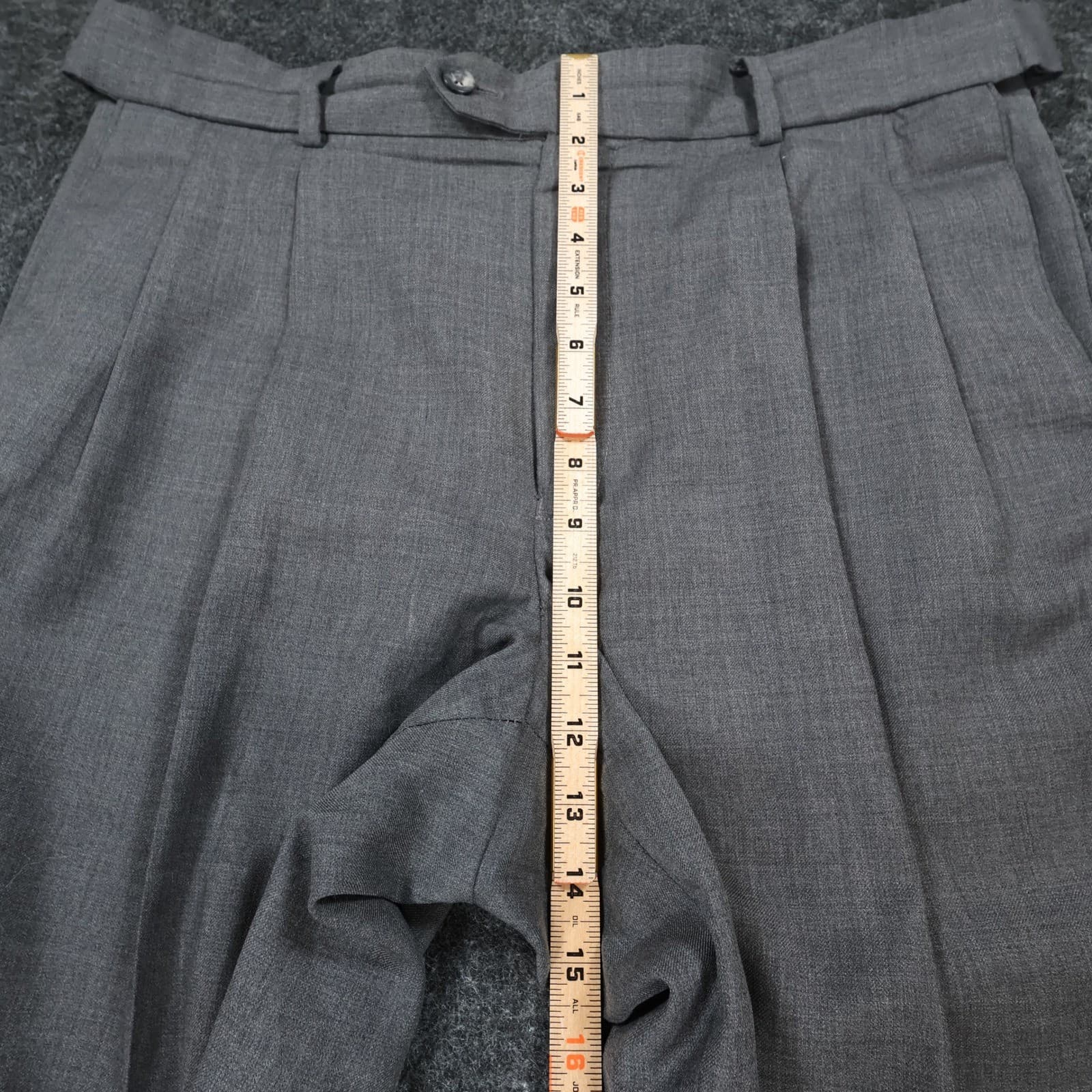 Stafford Dress Pants Mens 34x32 Gray Worsted Wool Blend Pleated Cuffed Slacks - Thumbnail 5
