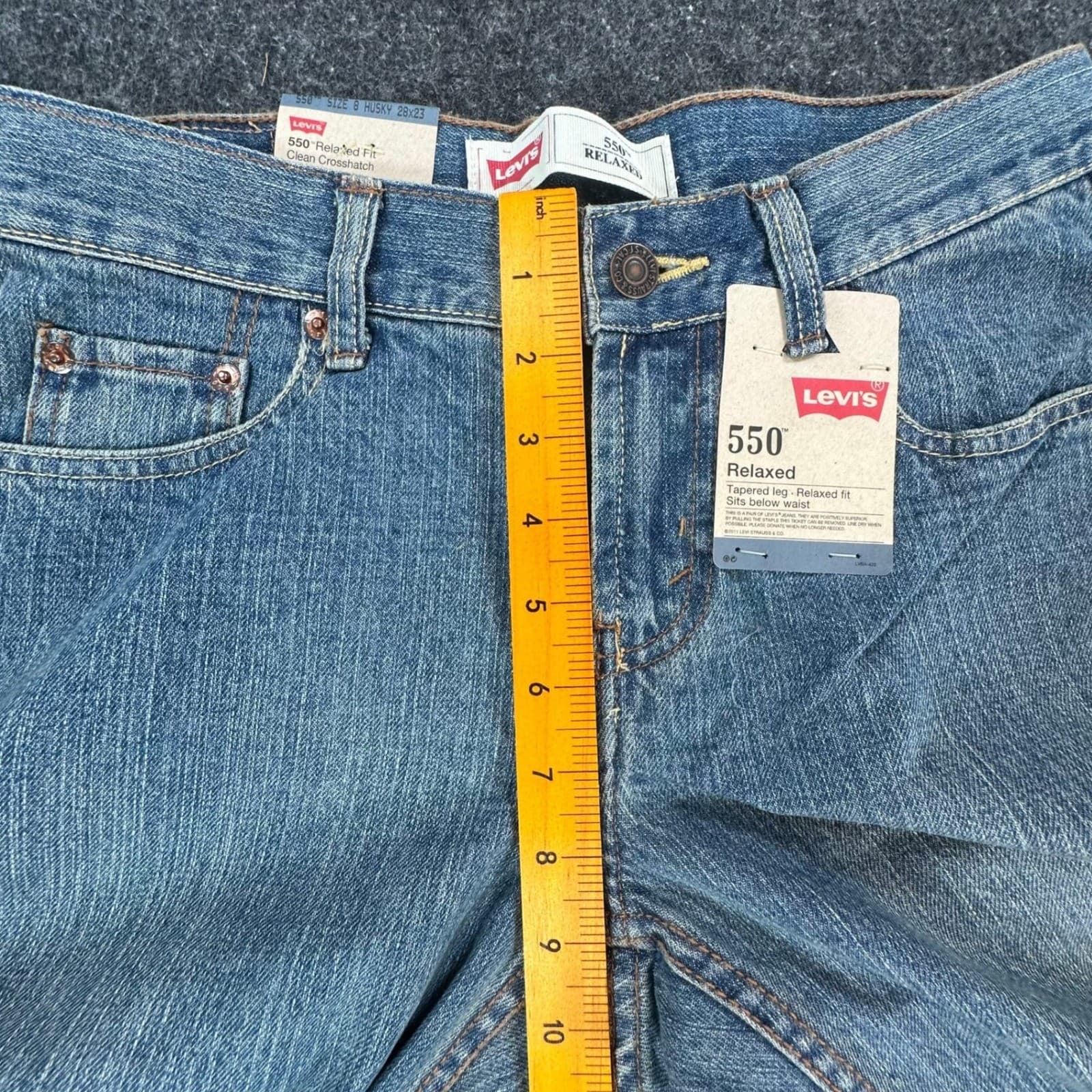 Levi's 550 Relaxed Jeans Boys 8 Husky Blue Cotton Tapered New Old Stock - Thumbnail 5