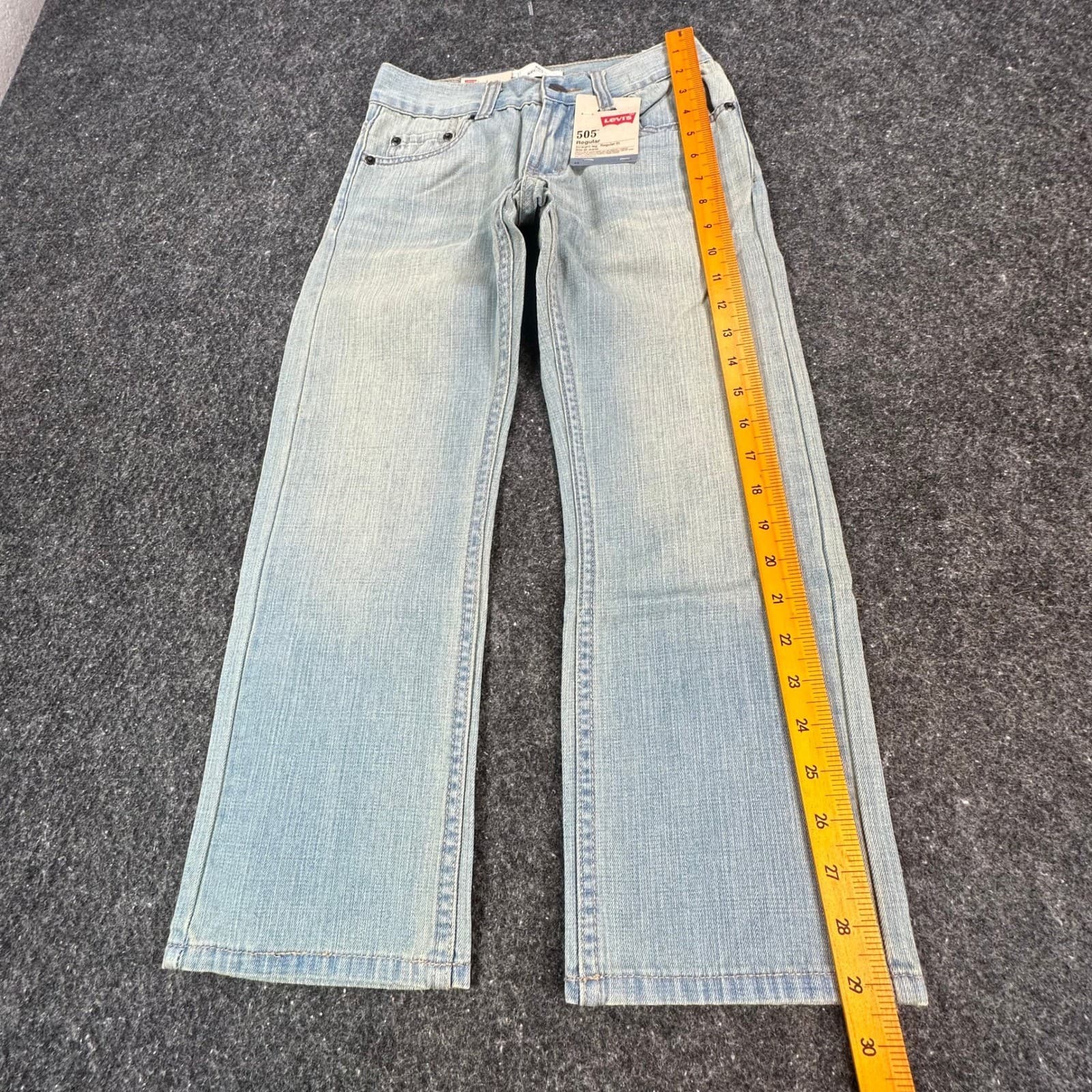 Levi's 505 Jeans Boys Size 8 Light Wash Cotton Regular Straight Leg NOS - Thumbnail 3