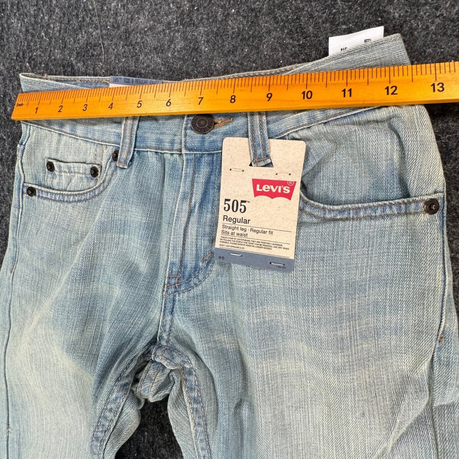 Levi's 505 Jeans Boys Size 8 Light Wash Cotton Regular Straight Leg NOS - Thumbnail 5