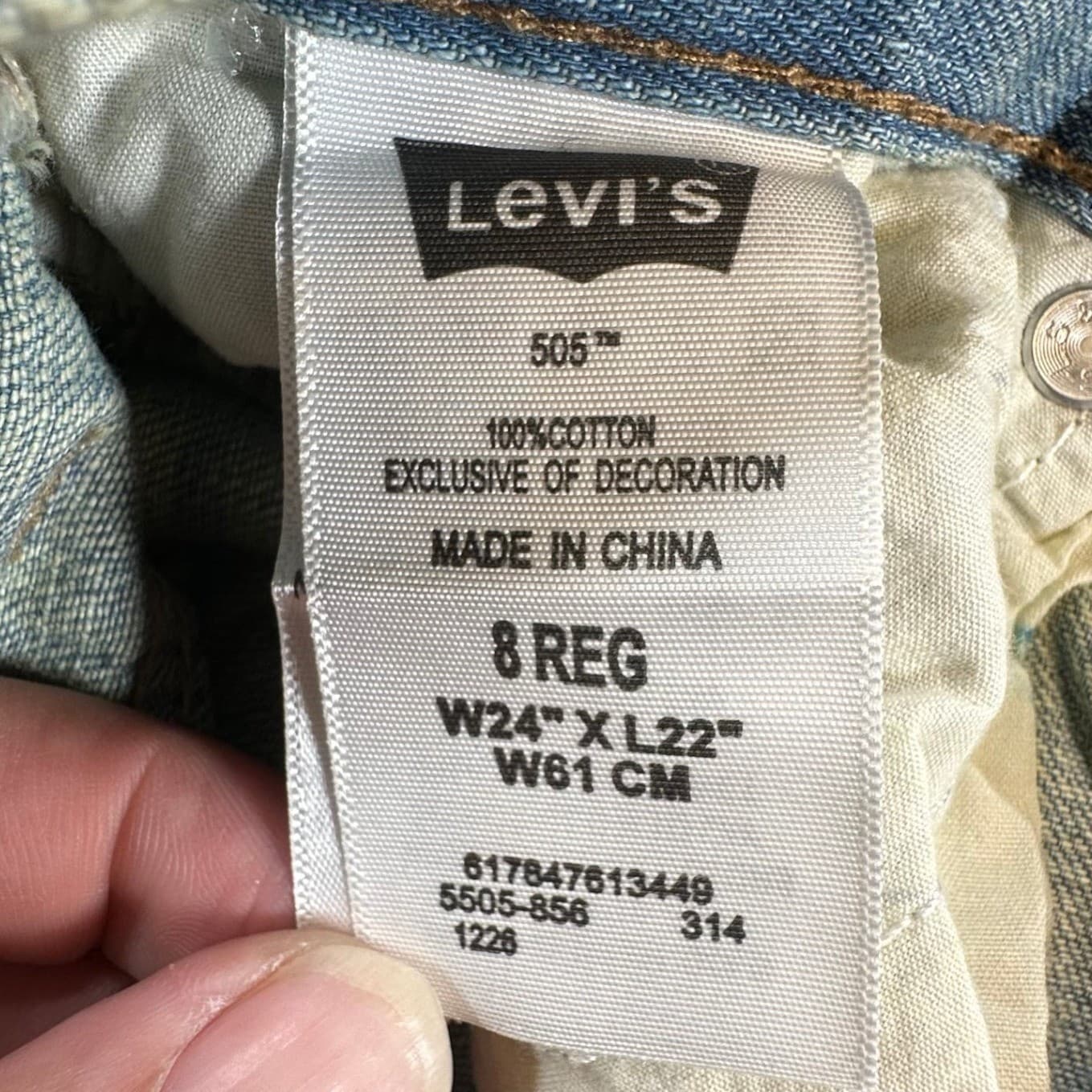 Levi's 505 Jeans Boys Size 8 Light Wash Cotton Regular Straight Leg NOS - Thumbnail 7