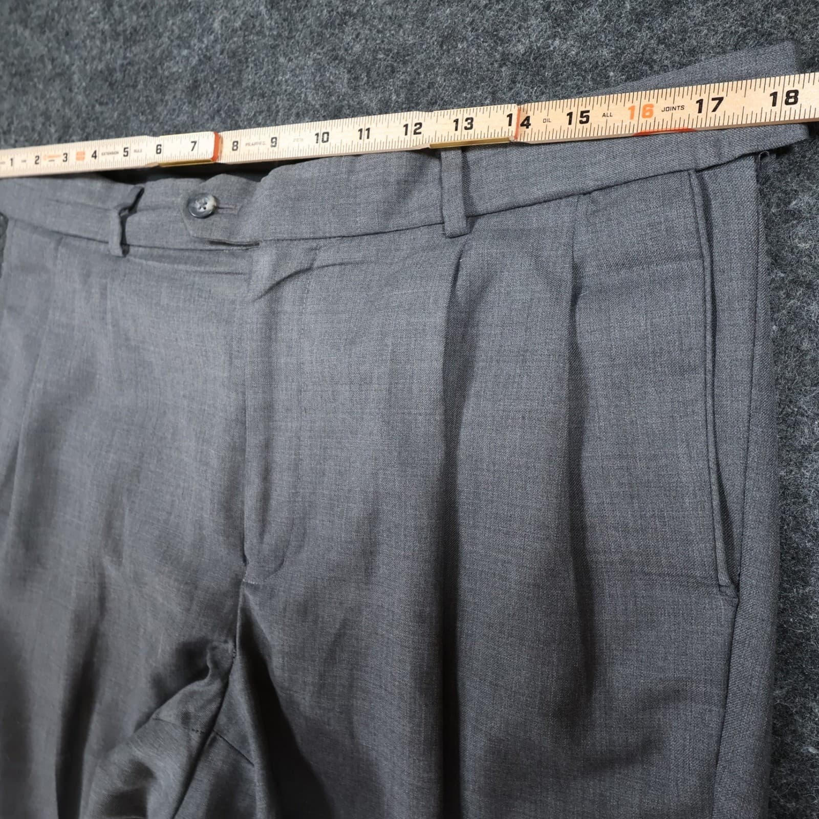 Stafford Dress Pants Mens 34x32 Gray Worsted Wool Blend Pleated Cuffed Slacks - Thumbnail 6