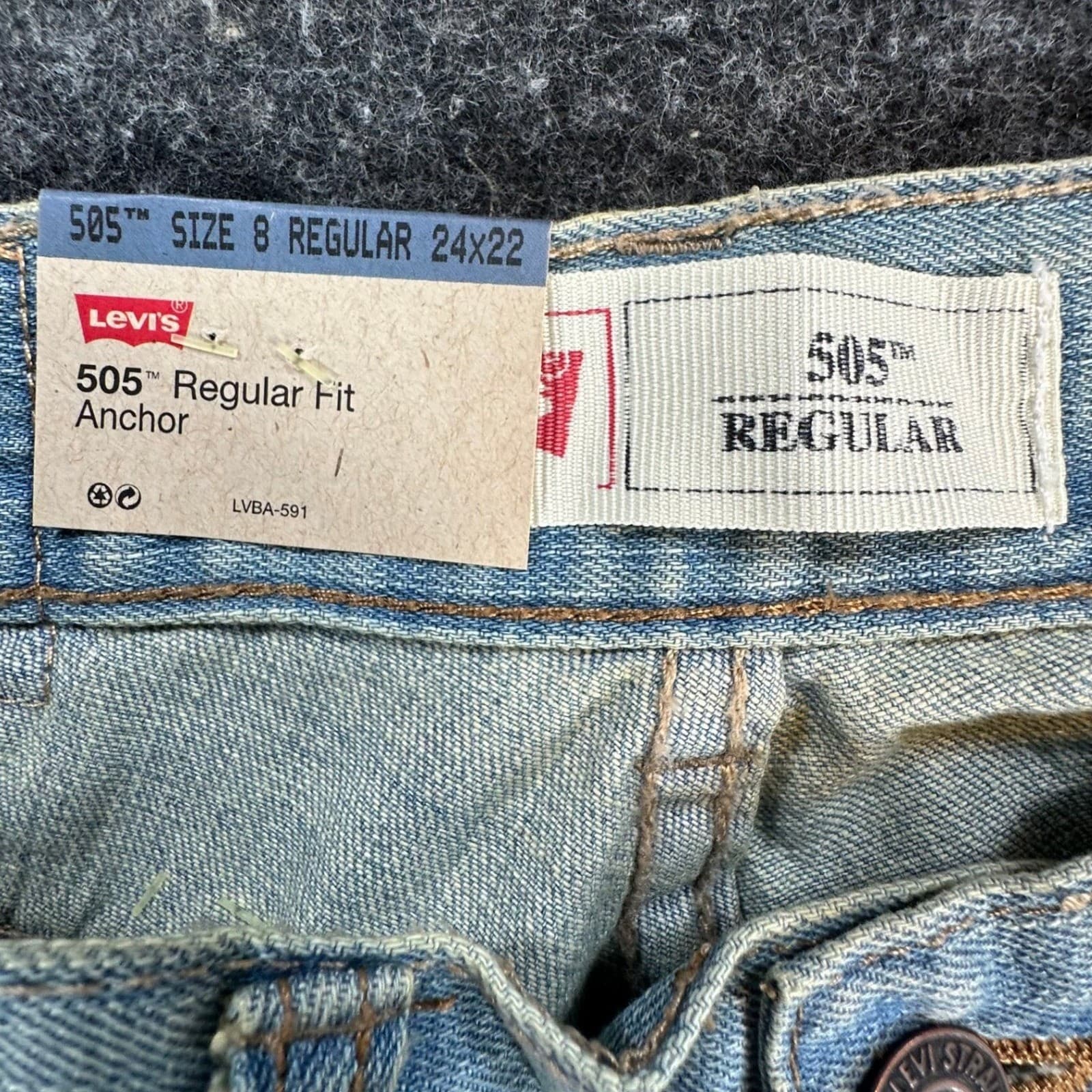 Levi's 505 Jeans Boys Size 8 Light Wash Cotton Regular Straight Leg NOS - Thumbnail 9