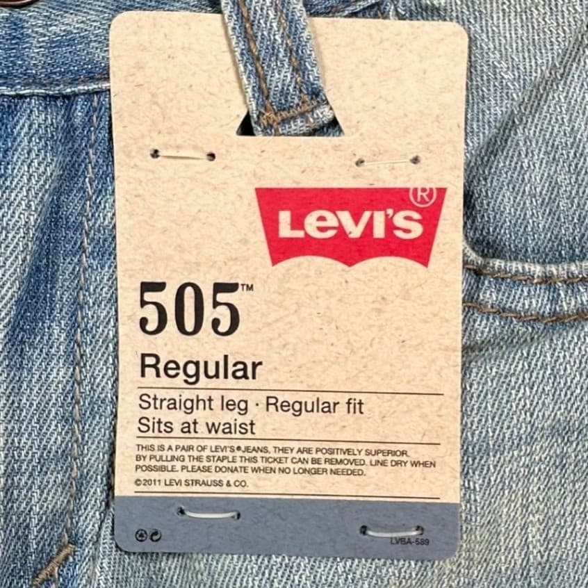 Levi's 505 Jeans Boys Size 8 Light Wash Cotton Regular Straight Leg NOS - Thumbnail 10