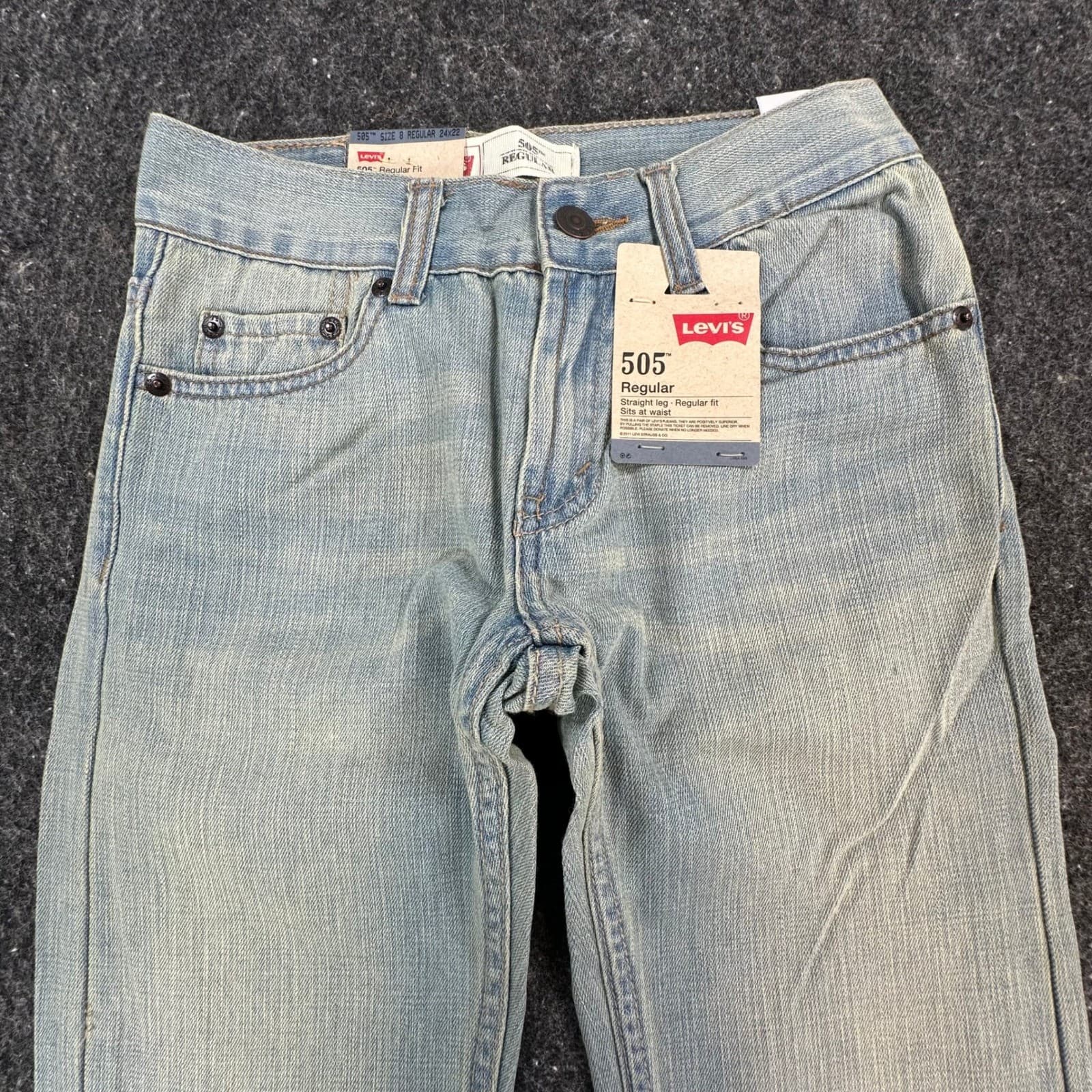 Levi's 505 Jeans Boys Size 8 Light Wash Cotton Regular Straight Leg NOS - Thumbnail 11