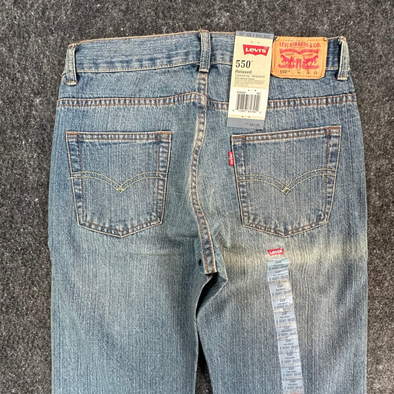 Levi's 550 Relaxed Jeans Boys 8 Husky Blue Cotton Tapered New Old Stock - Thumbnail 12